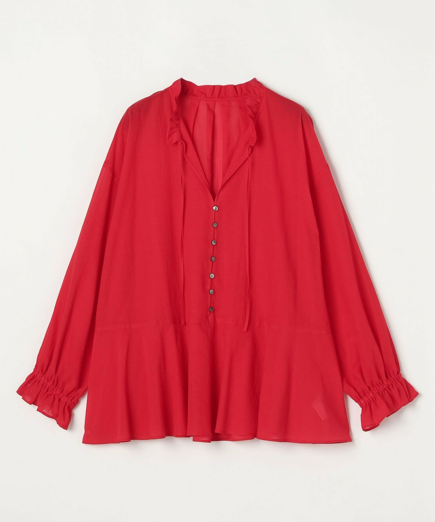 【feerique】【Lサイズ】feerique コットンポリシフォンAラインシルエットブラウス 詳細画像 レッド 1