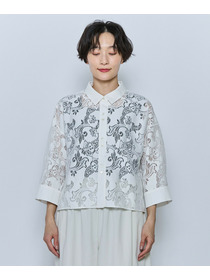 【feerique】【Lサイズ】feerique レースコットン混シャツ 詳細画像 ホワイト 10
