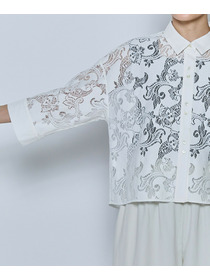 【feerique】【Lサイズ】feerique レースコットン混シャツ 詳細画像 ホワイト 12