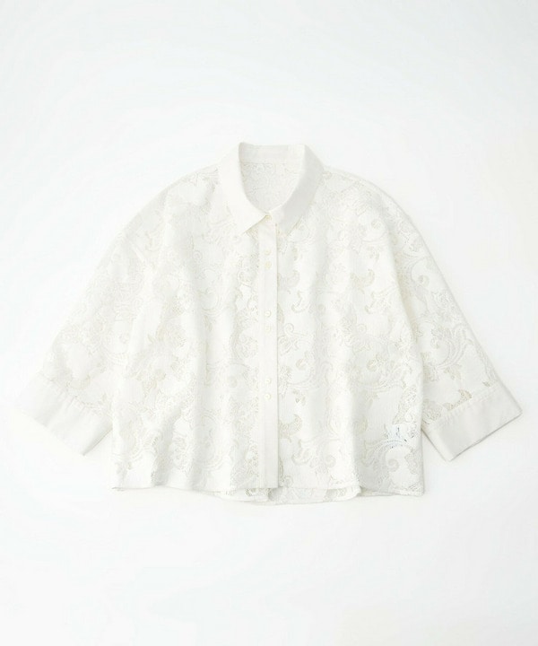 【feerique】【Lサイズ】feerique レースコットン混シャツ