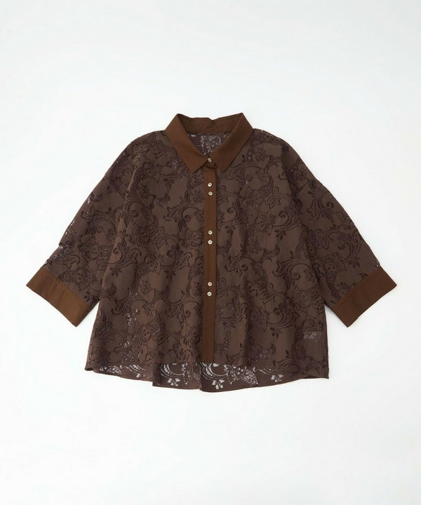 【Lサイズ】feerique レースコットン混シャツ【Lサイズ】feerique レースコットン混シャツ