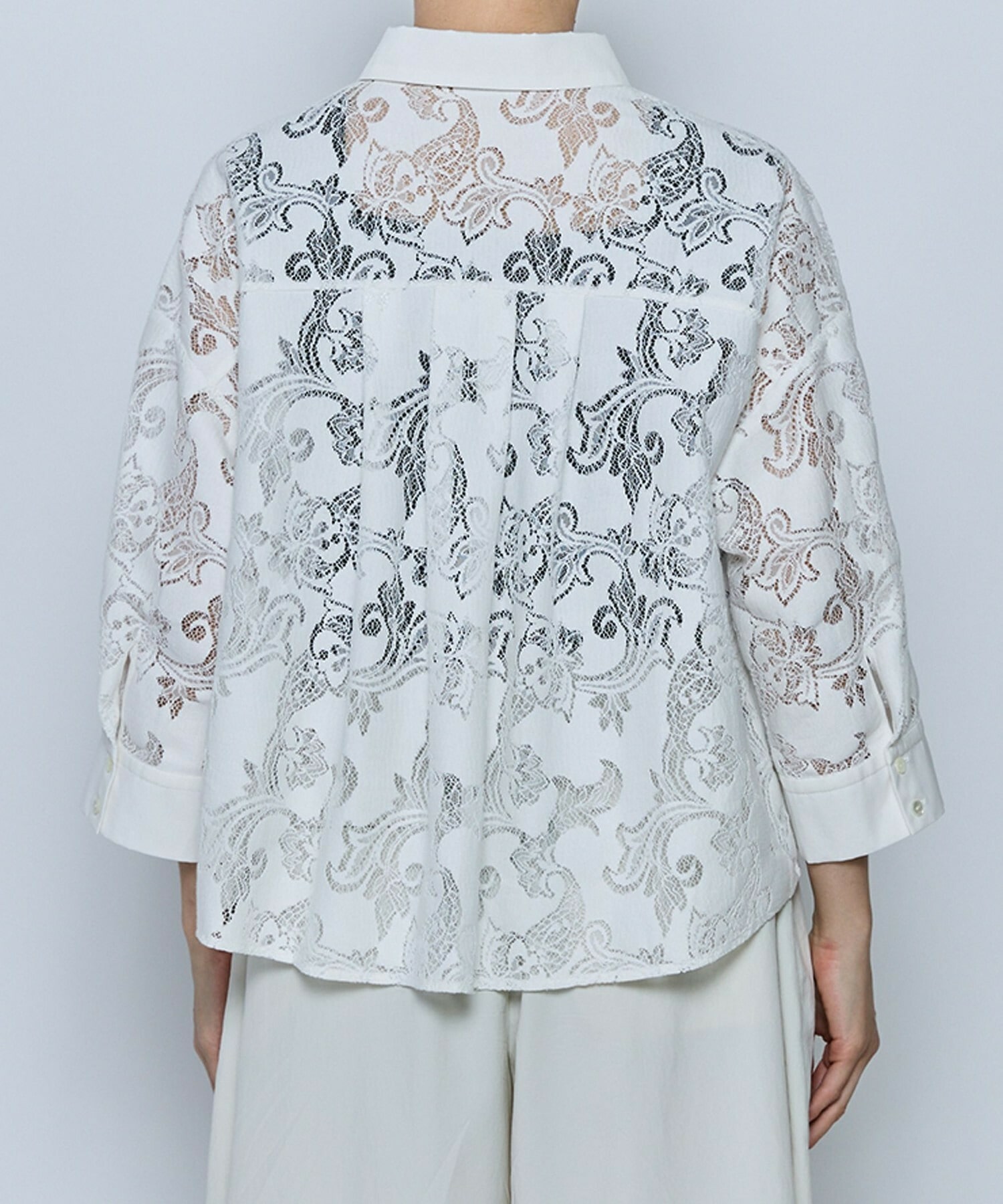 【feerique】【Lサイズ】feerique レースコットン混シャツ 詳細画像 ホワイト 14