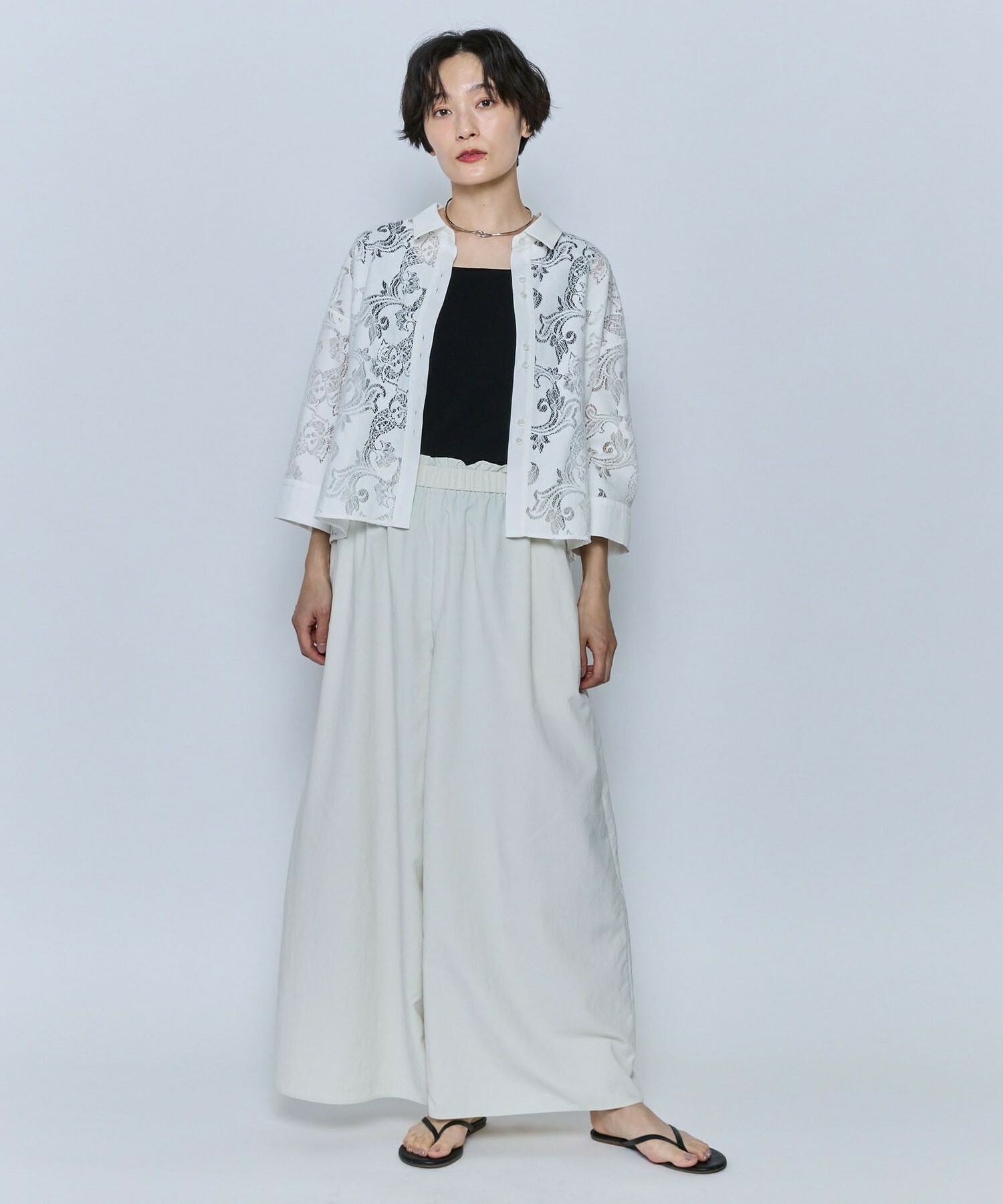 【feerique】【Lサイズ】feerique レースコットン混シャツ 詳細画像 ホワイト 15