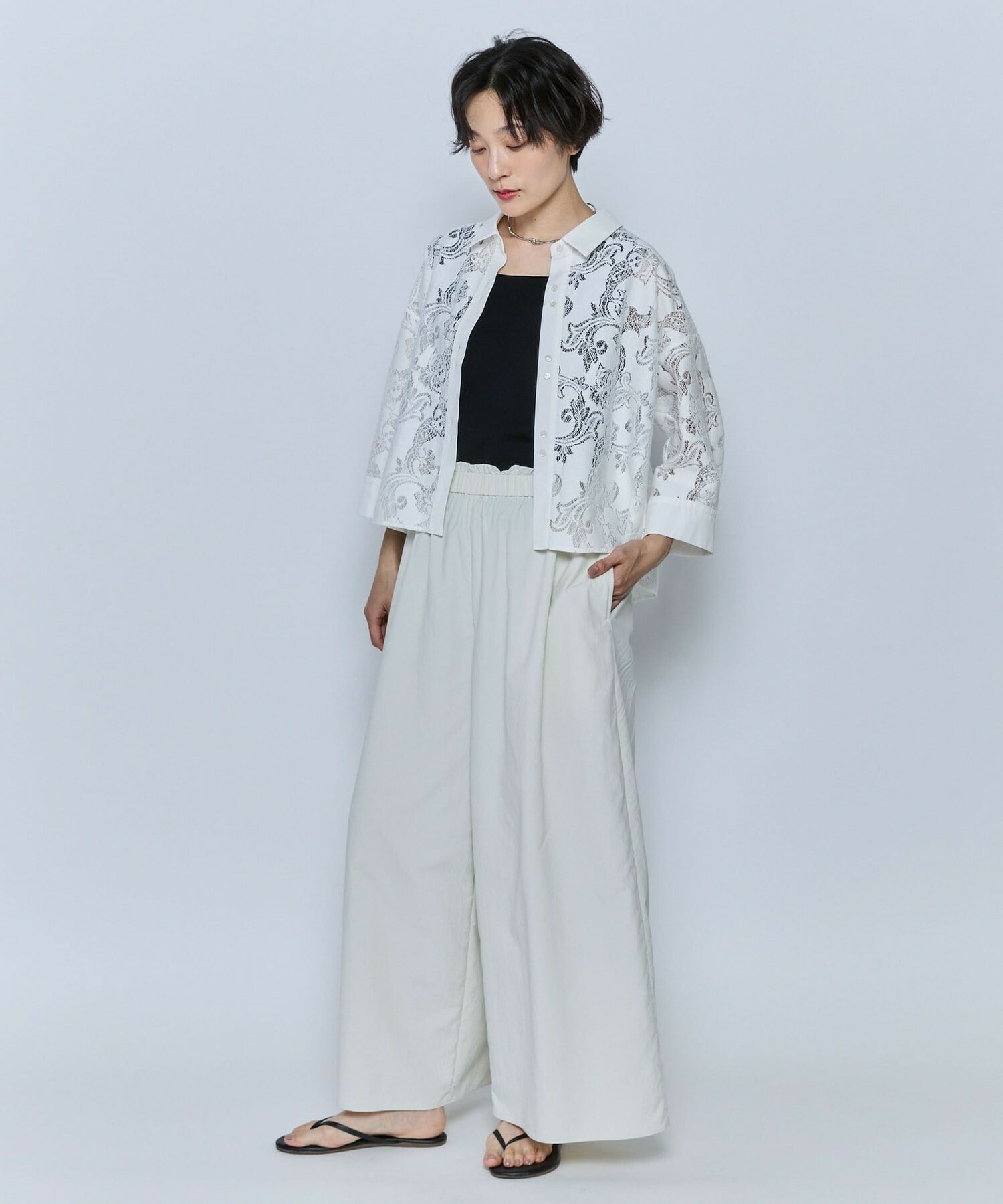 【feerique】【Lサイズ】feerique レースコットン混シャツ 詳細画像 ホワイト 17