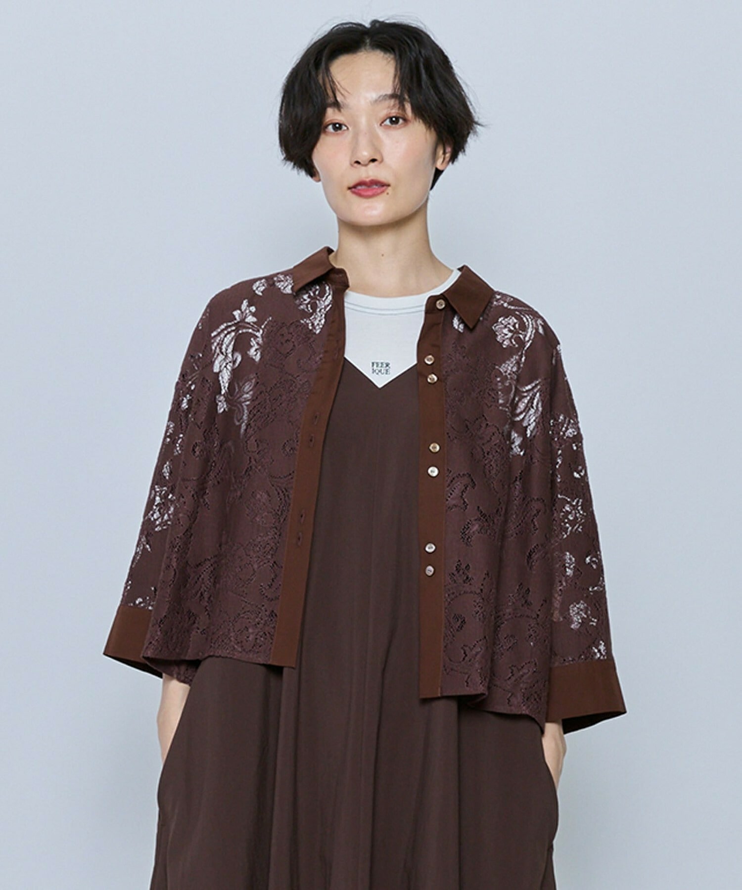 【feerique】【Lサイズ】feerique レースコットン混シャツ 詳細画像 ホワイト 20
