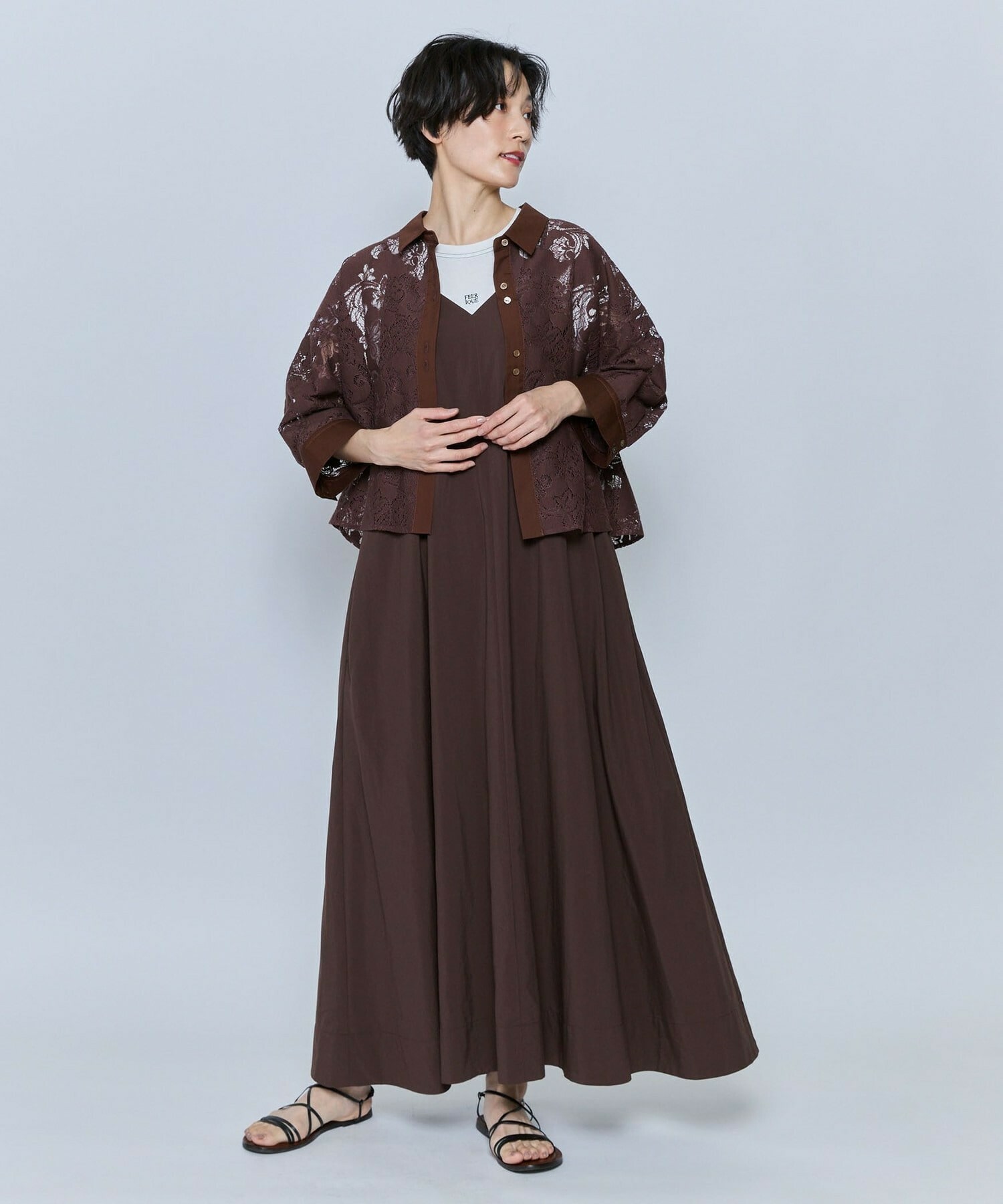 【feerique】【Lサイズ】feerique レースコットン混シャツ 詳細画像 ホワイト 24