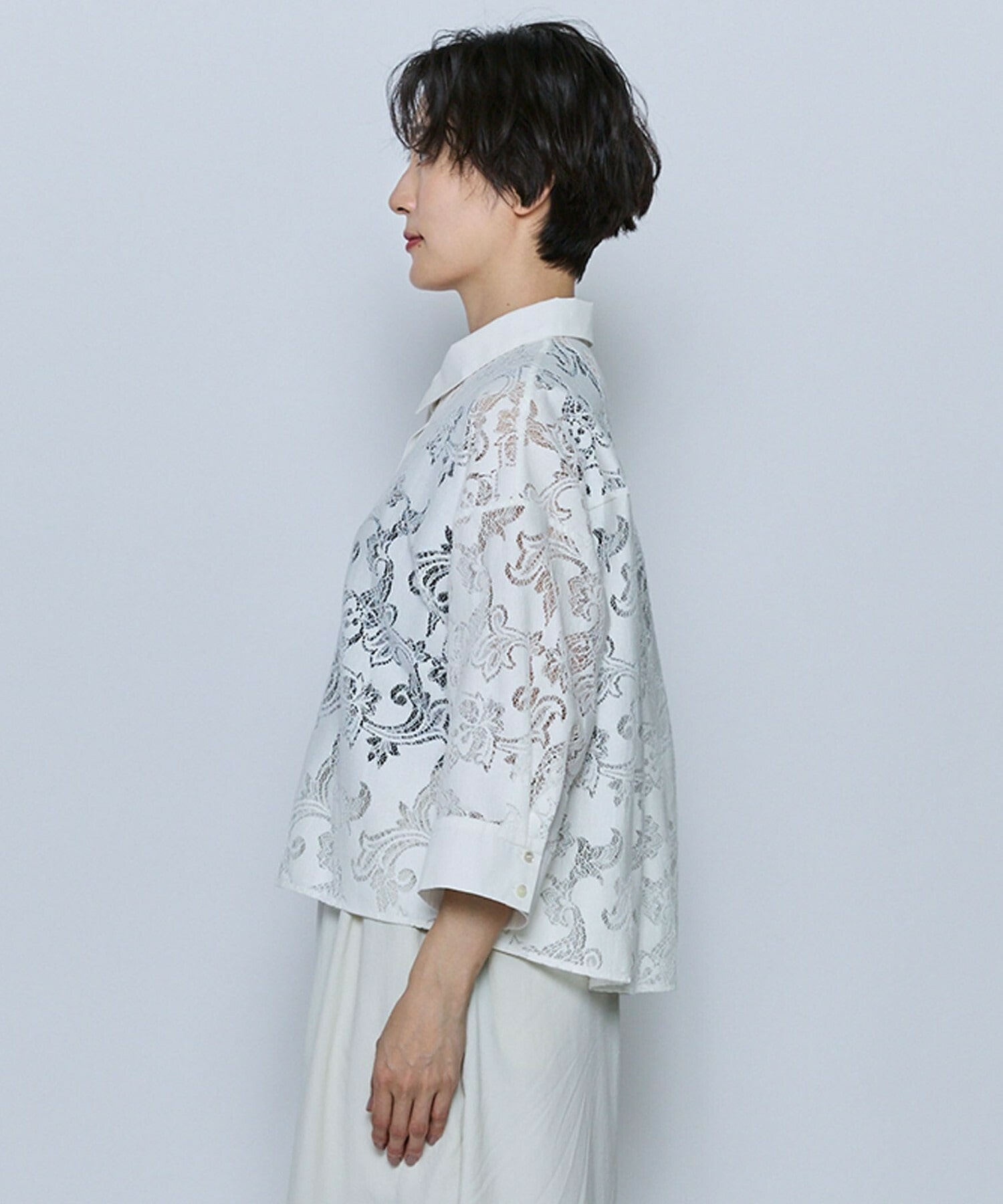 【feerique】【Lサイズ】feerique レースコットン混シャツ 詳細画像 ホワイト 8