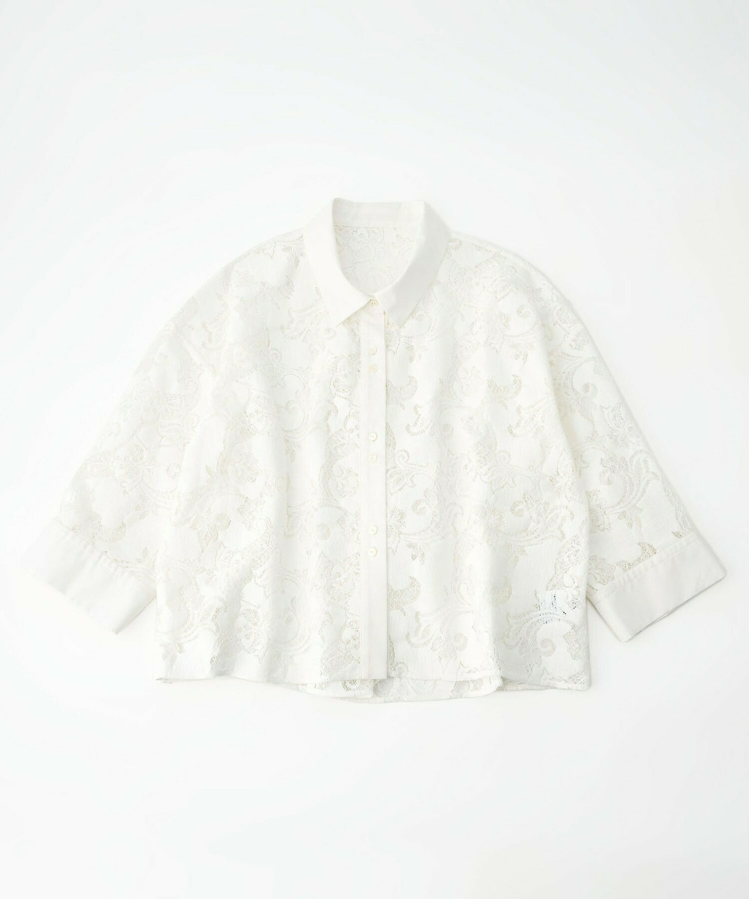 【feerique】【Lサイズ】feerique レースコットン混シャツ 詳細画像 ホワイト 1