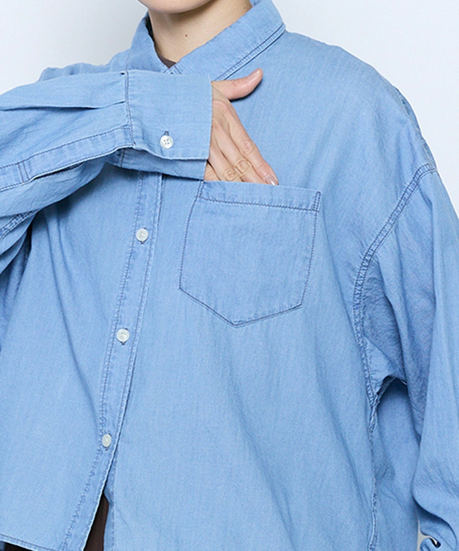 【feerique】【Lサイズ】feerique 3OZデニムシャツ 詳細画像 サックスブルー 11
