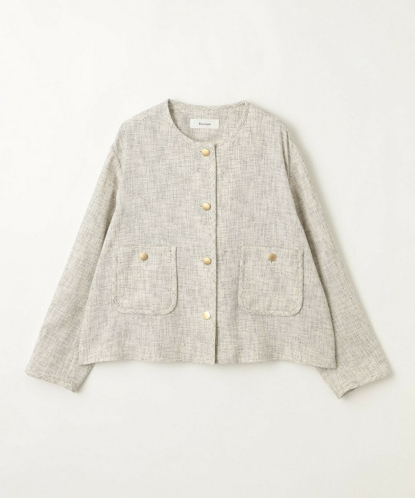 【Lサイズ】feerique カラミツイードノーカラージャケット【Lサイズ】feerique カラミツイードノーカラージャケット