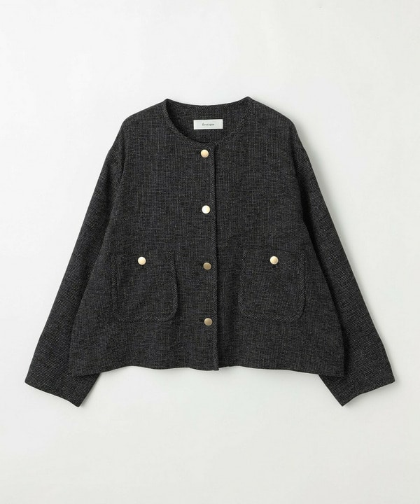 【Lサイズ】feerique カラミツイードノーカラージャケット【Lサイズ】feerique カラミツイードノーカラージャケット