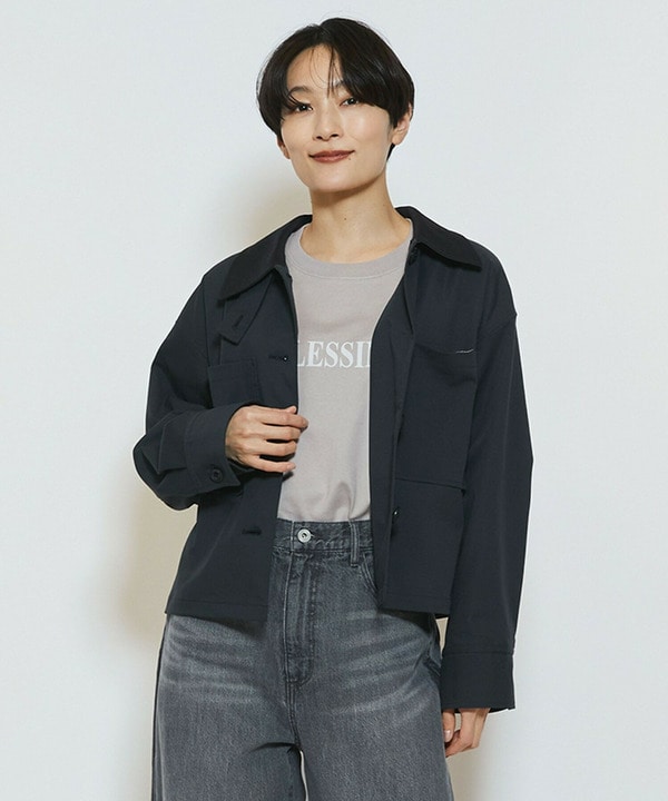 【Lサイズ】feerique カラミツイードノーカラージャケット 詳細画像 ブラック 2
