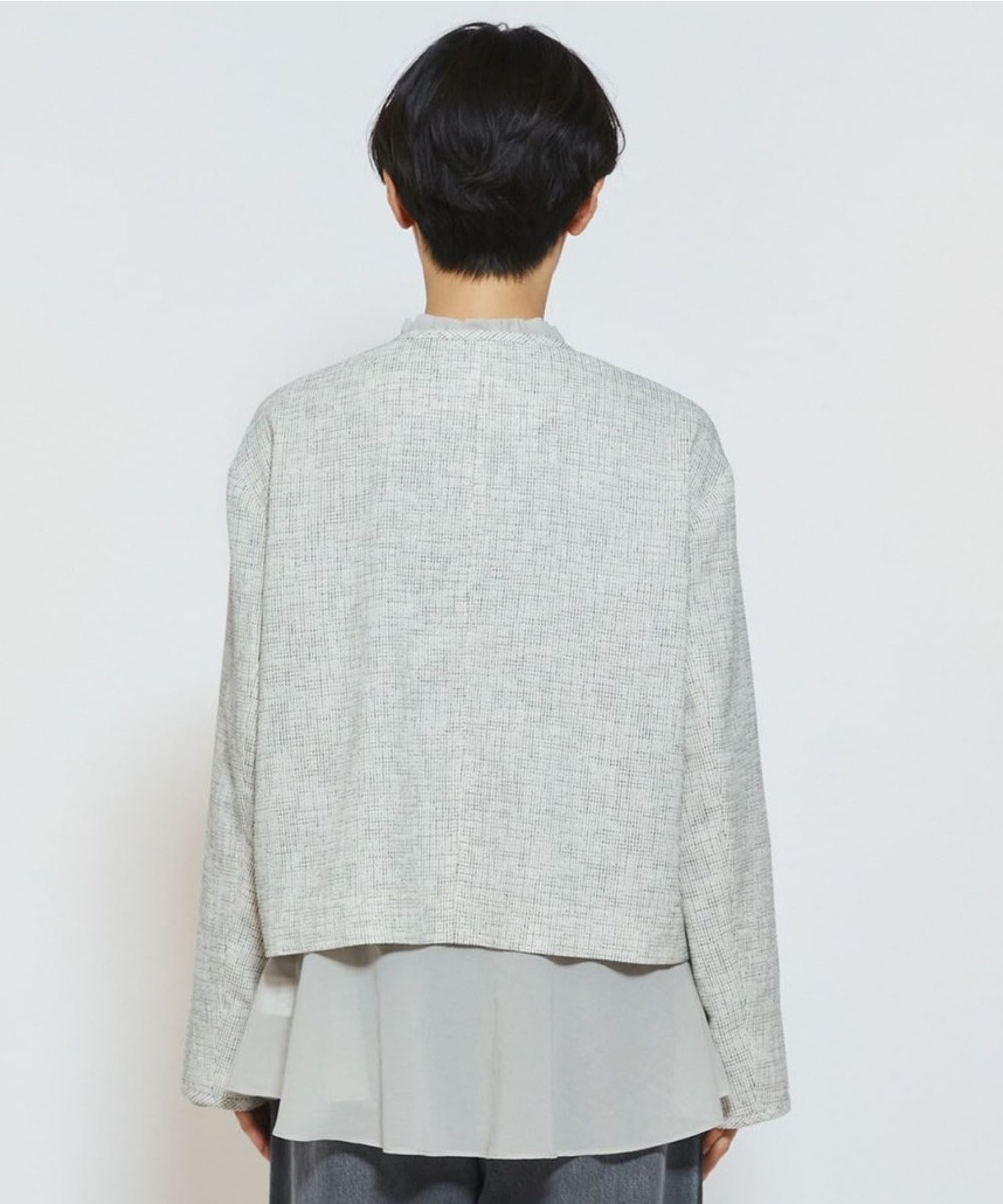 【feerique】【Lサイズ】feerique カラミツイードノーカラージャケット 詳細画像 ブラック 22