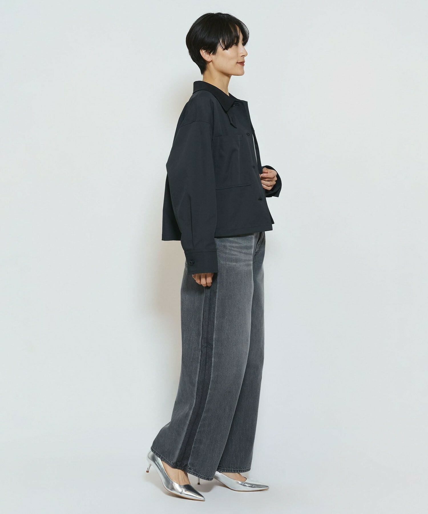 【feerique】【Lサイズ】feerique カラミツイードノーカラージャケット 詳細画像 ブラック 9