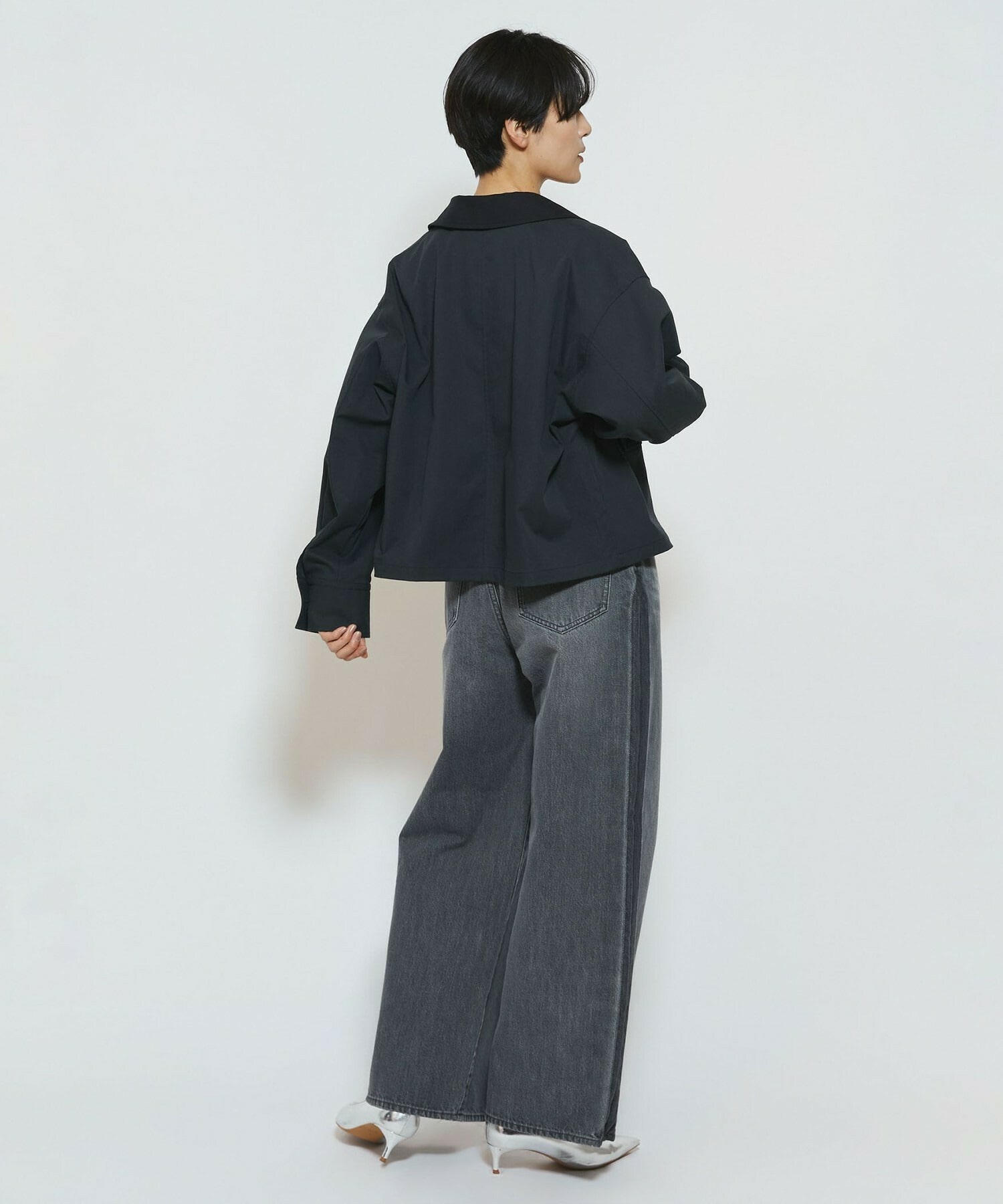 【feerique】【Lサイズ】feerique ポリエステルツイルワイドクロップドジャケット 詳細画像 ベージュ 7