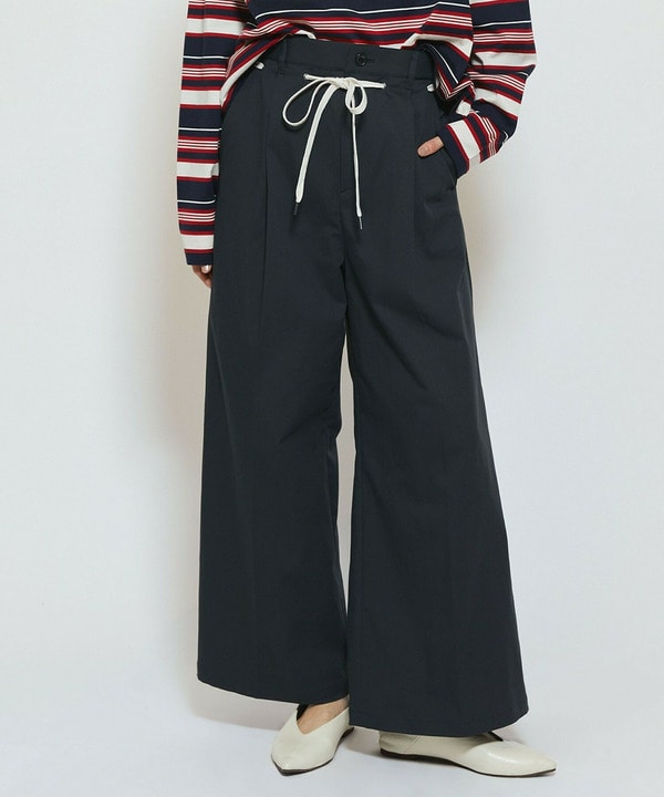 【Lサイズ】feerique ポリエステルツイルワイドチノパンツ 詳細画像 チャコールグレー 2