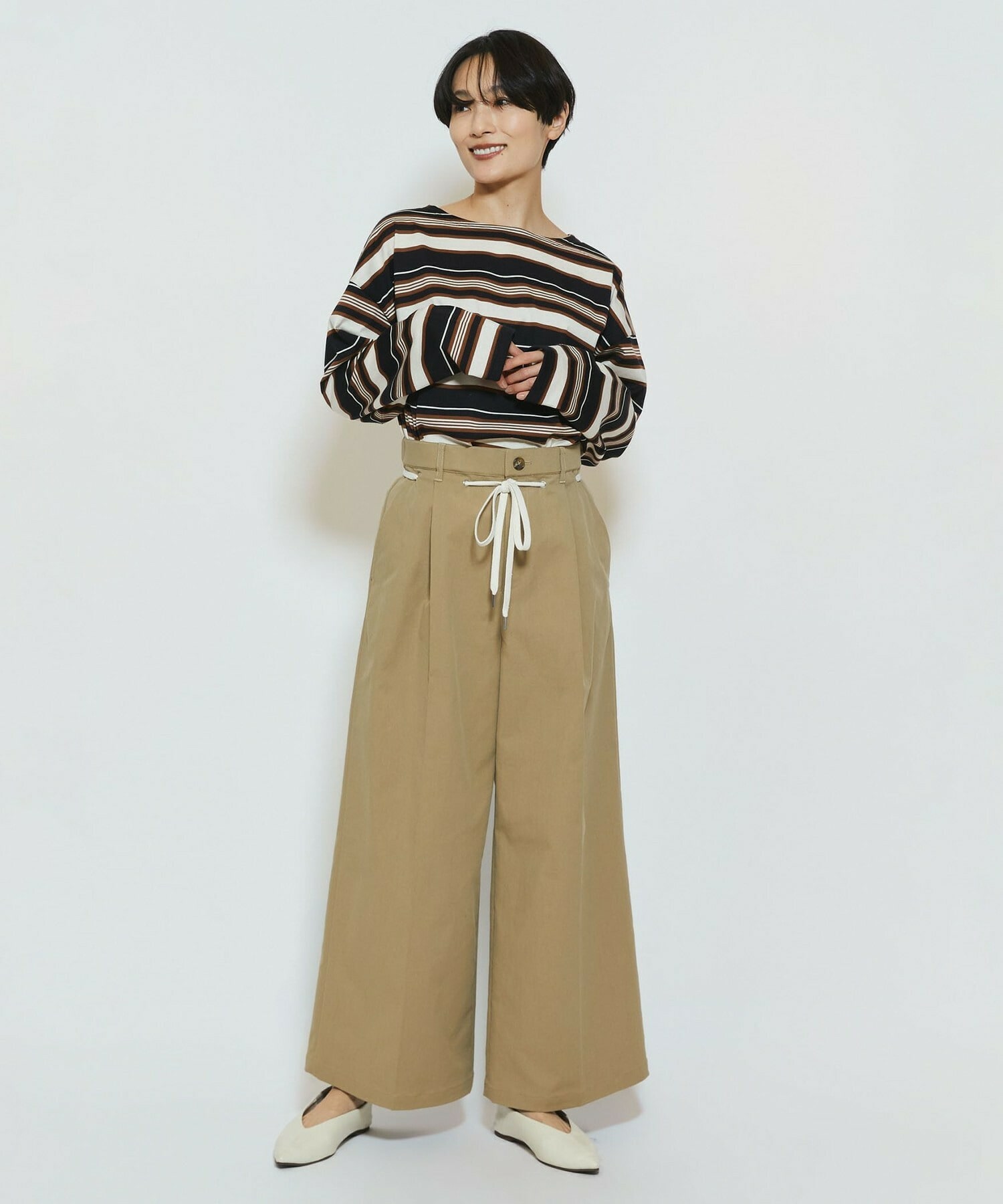 【feerique】【Lサイズ】feerique ポリエステルツイルワイドチノパンツ 詳細画像 チャコールグレー 13