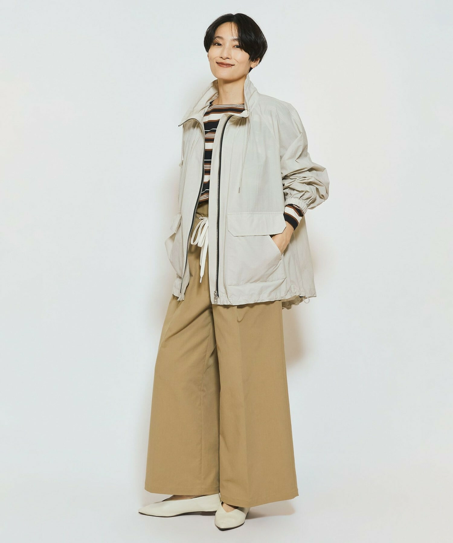 【feerique】【Lサイズ】feerique ポリエステルツイルワイドチノパンツ 詳細画像 チャコールグレー 15