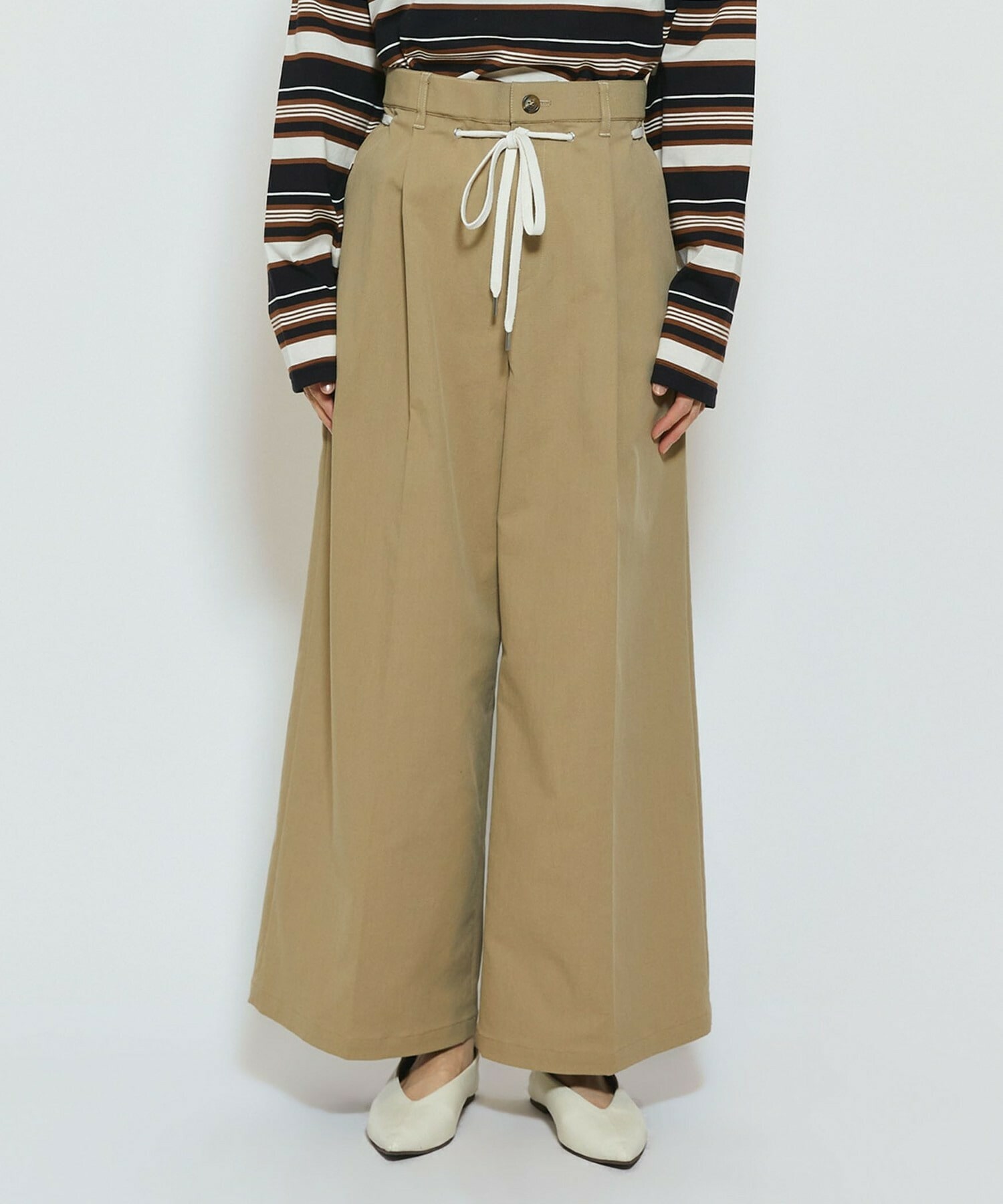 【feerique】【Lサイズ】feerique ポリエステルツイルワイドチノパンツ 詳細画像 チャコールグレー 17