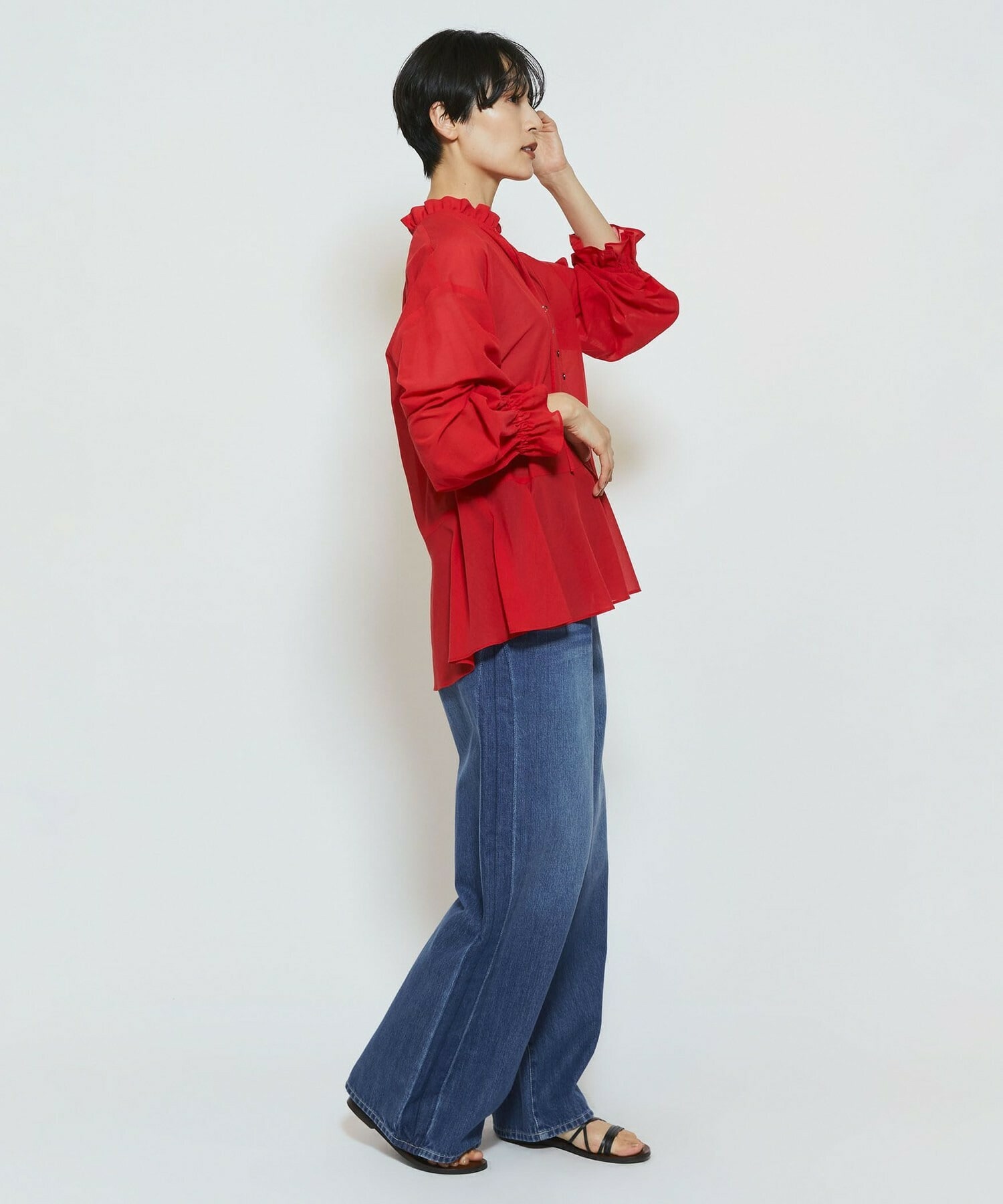 【feerique】【Lサイズ】feerique ラインデニムパンツ 詳細画像 ブルー 18