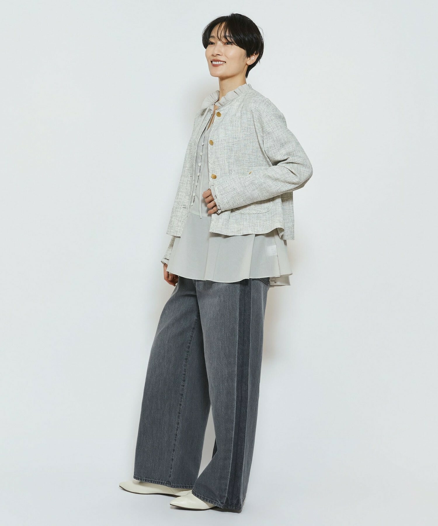 【feerique】【Lサイズ】feerique ラインデニムパンツ 詳細画像 ブルー 2