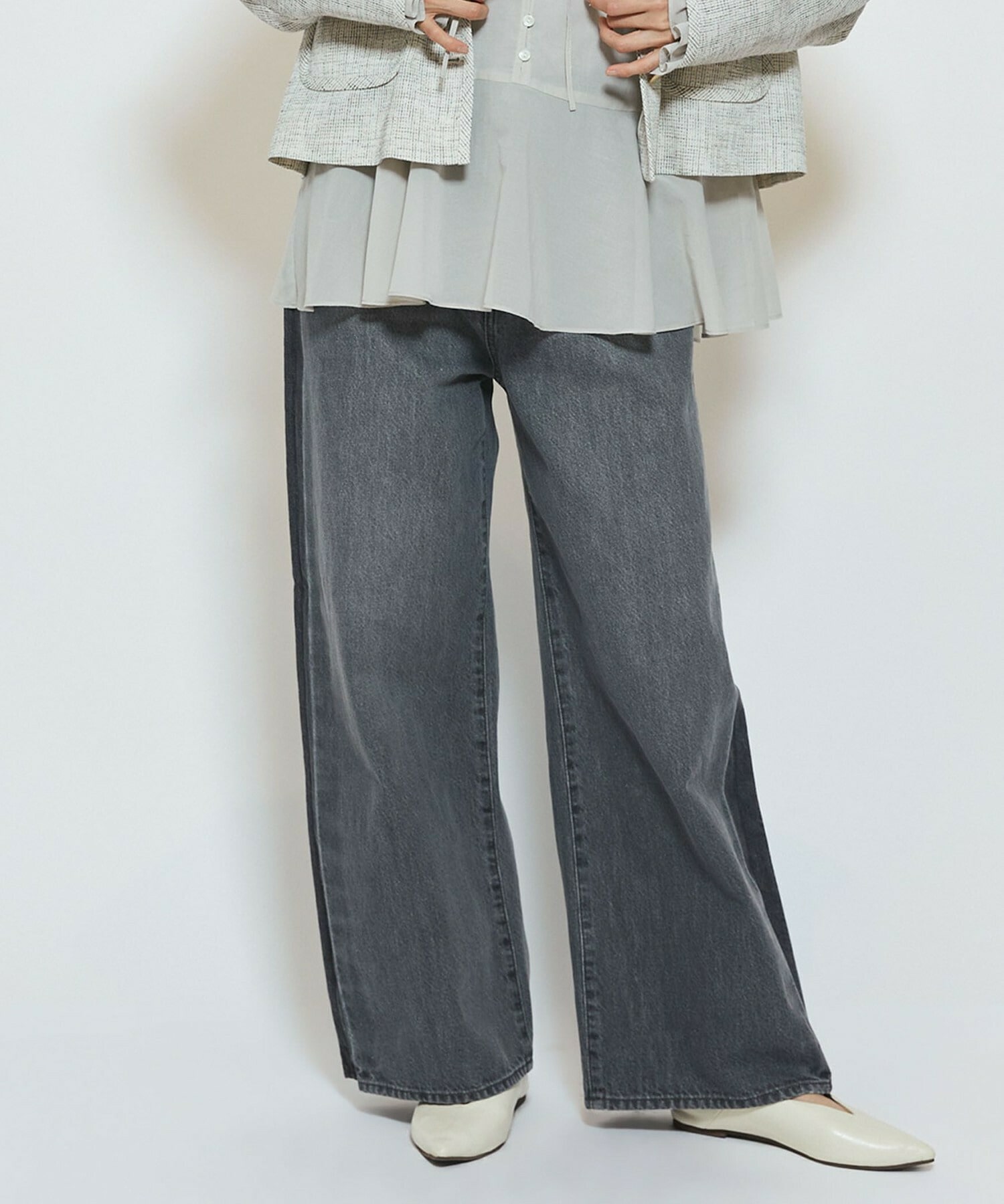 【feerique】【Lサイズ】feerique ラインデニムパンツ 詳細画像 グレー 2