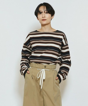 【feerique】【Lサイズ】feerique マルチボーダーワイドプルオーバーT 詳細画像 ブラック系その他 2