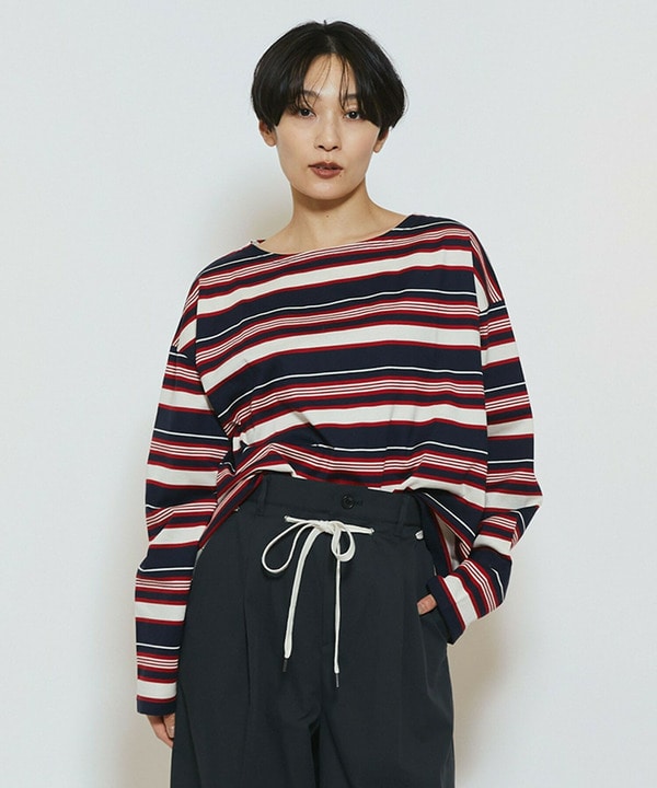 【Lサイズ】feerique マルチボーダーワイドプルオーバーT 詳細画像 レッド系その他 2