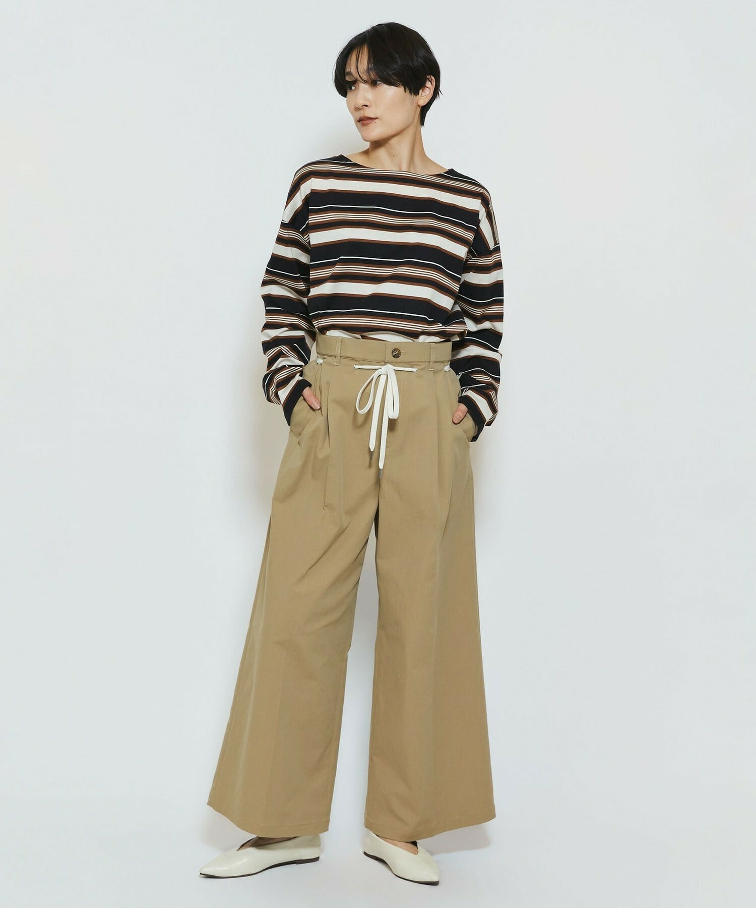 【feerique】【Lサイズ】feerique マルチボーダーワイドプルオーバーT 詳細画像 レッド系その他 1