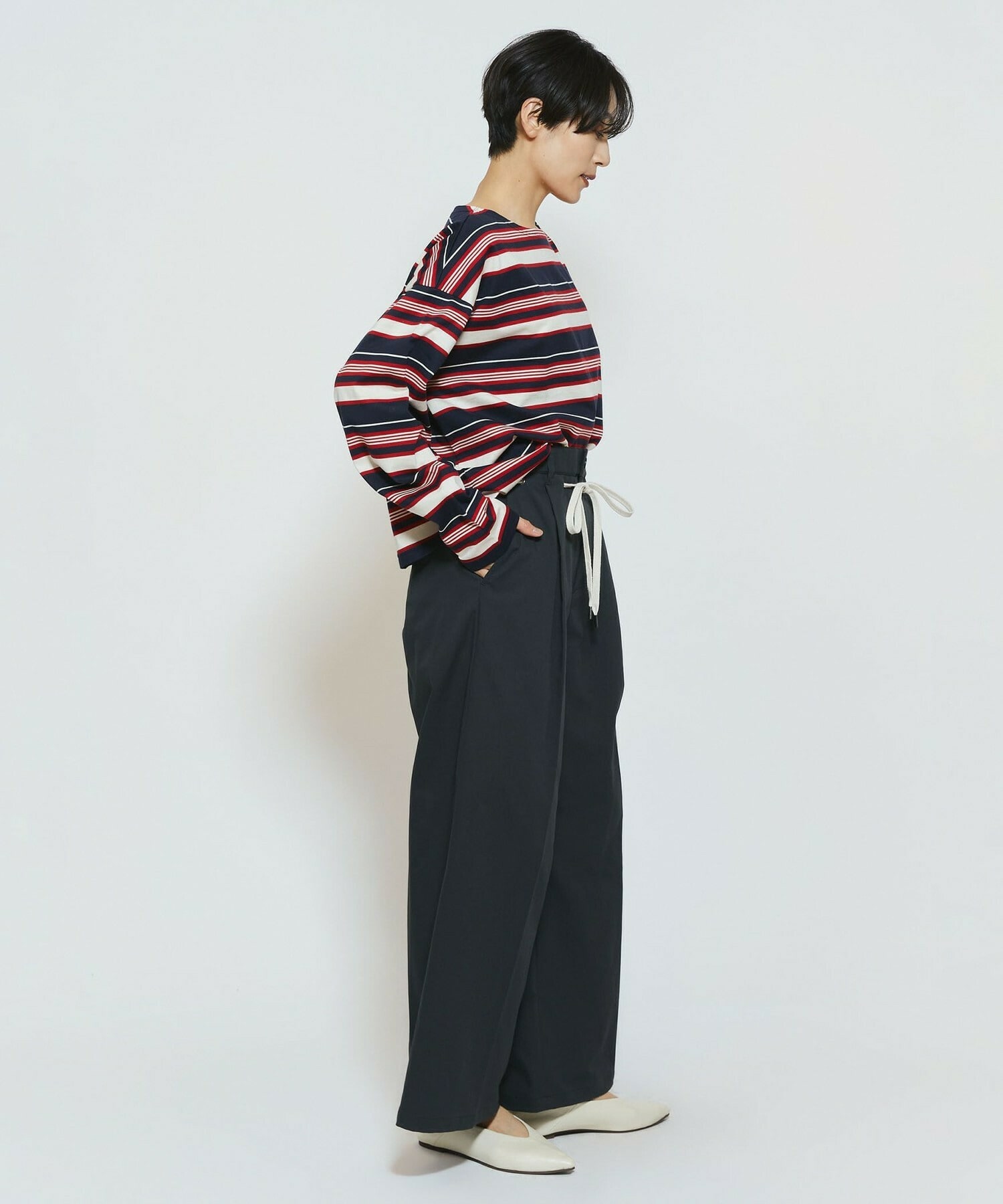 【feerique】【Lサイズ】feerique マルチボーダーワイドプルオーバーT 詳細画像 レッド系その他 16