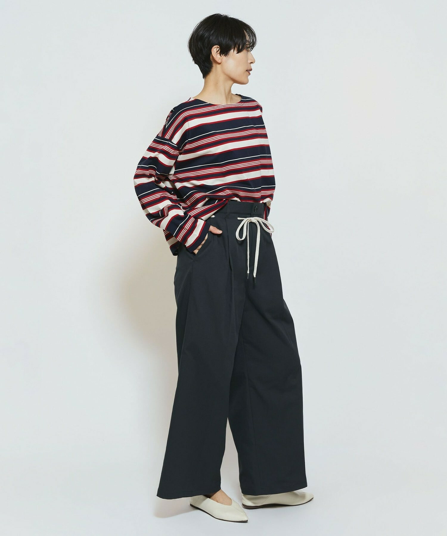 【feerique】【Lサイズ】feerique マルチボーダーワイドプルオーバーT 詳細画像 レッド系その他 17