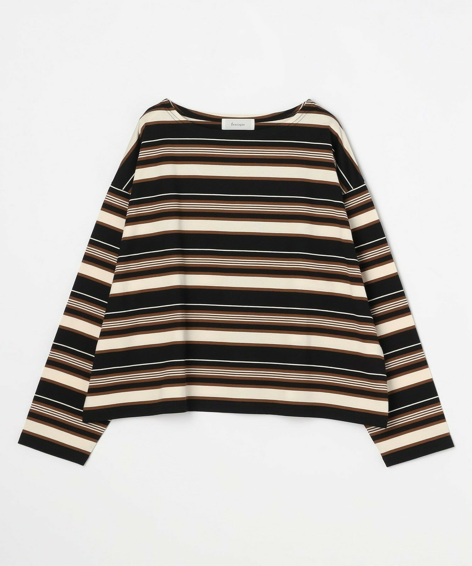 【feerique】【Lサイズ】feerique マルチボーダーワイドプルオーバーT 詳細画像 ブラック系その他 1