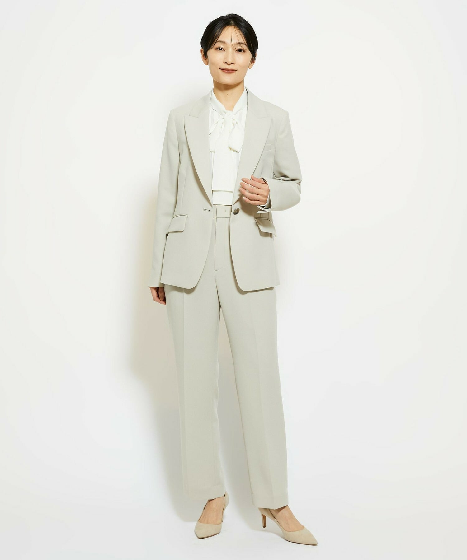 【wb】【Lサイズ】wb ダブルジョーゼットストレートパンツ 詳細画像 ベージュ 2