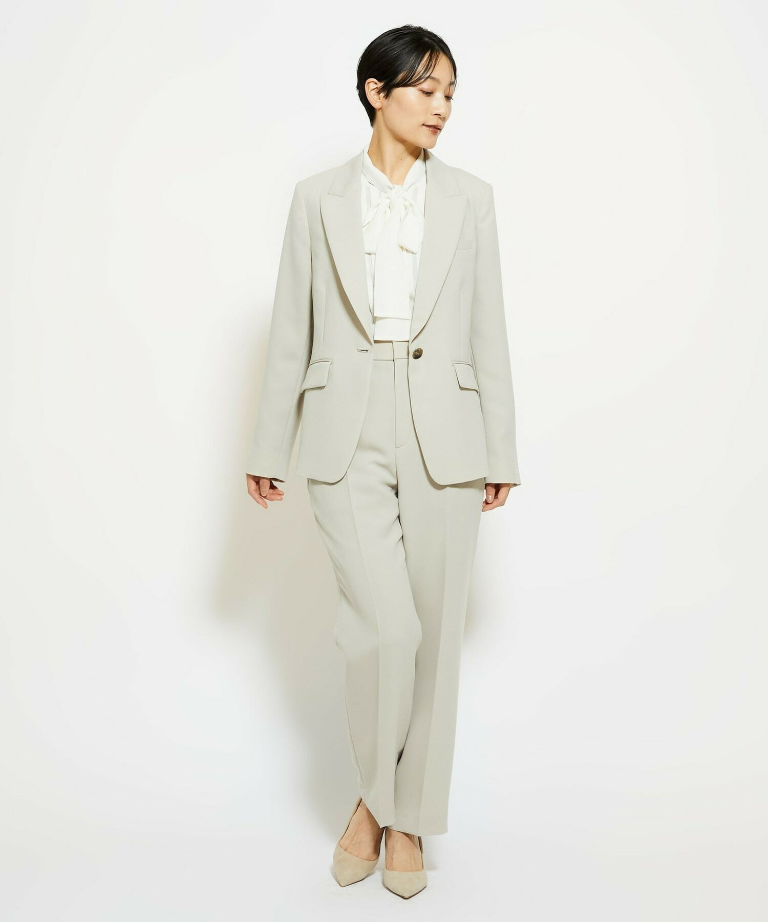 【wb】【Lサイズ】wb ダブルジョーゼットストレートパンツ 詳細画像 ベージュ 3