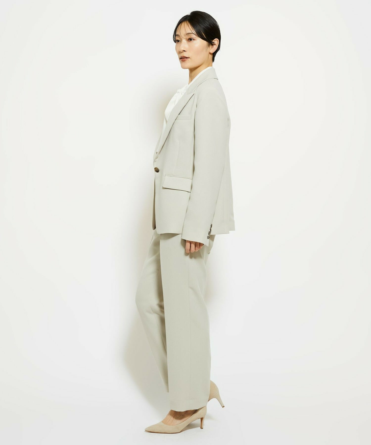 【wb】【Lサイズ】wb ダブルジョーゼットストレートパンツ 詳細画像 ベージュ 6