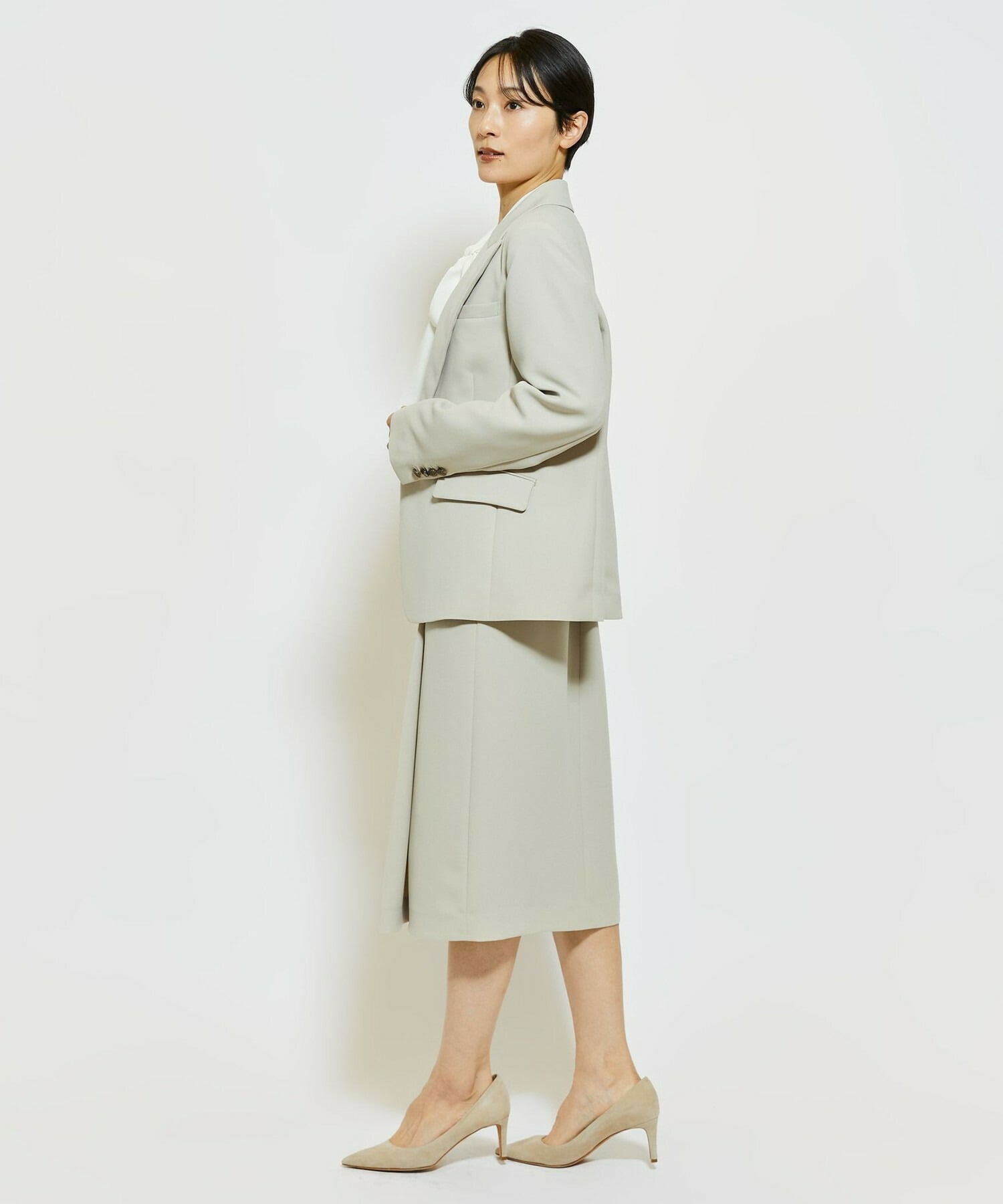 【wb】【Lサイズ】wb ダブルジョーゼットタイトスカート 詳細画像 ベージュ 4