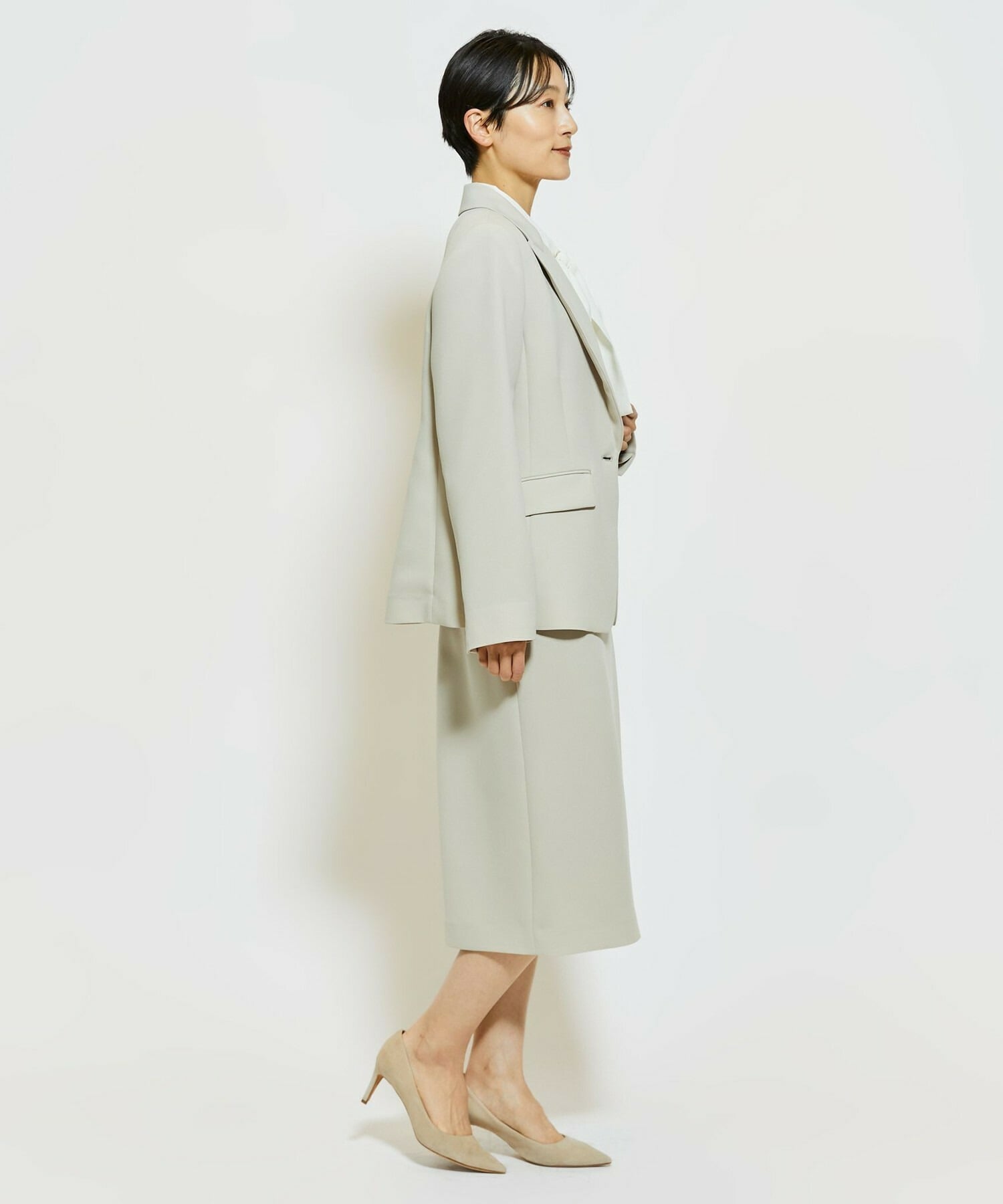 【wb】【Lサイズ】wb ダブルジョーゼットタイトスカート 詳細画像 ベージュ 8