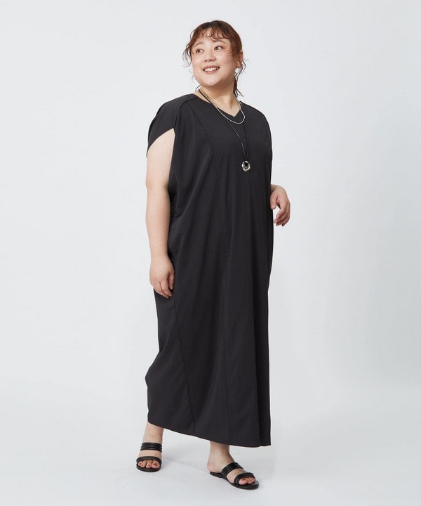 【MOGA】【大きいサイズ】2WAYタフタコクーンワンピース