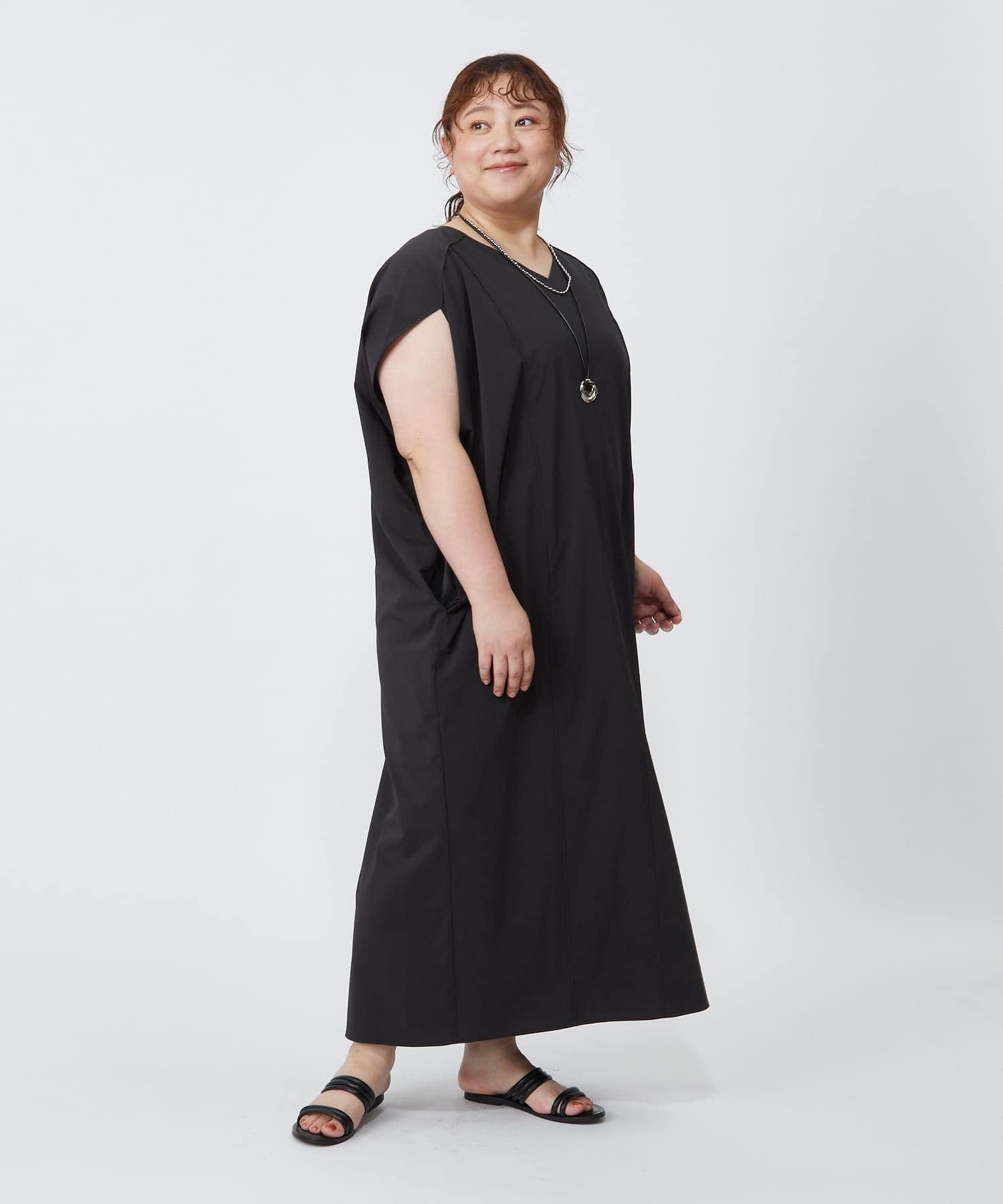【MOGA】【大きいサイズ】2WAYタフタコクーンワンピース 詳細画像 ネイビー 14