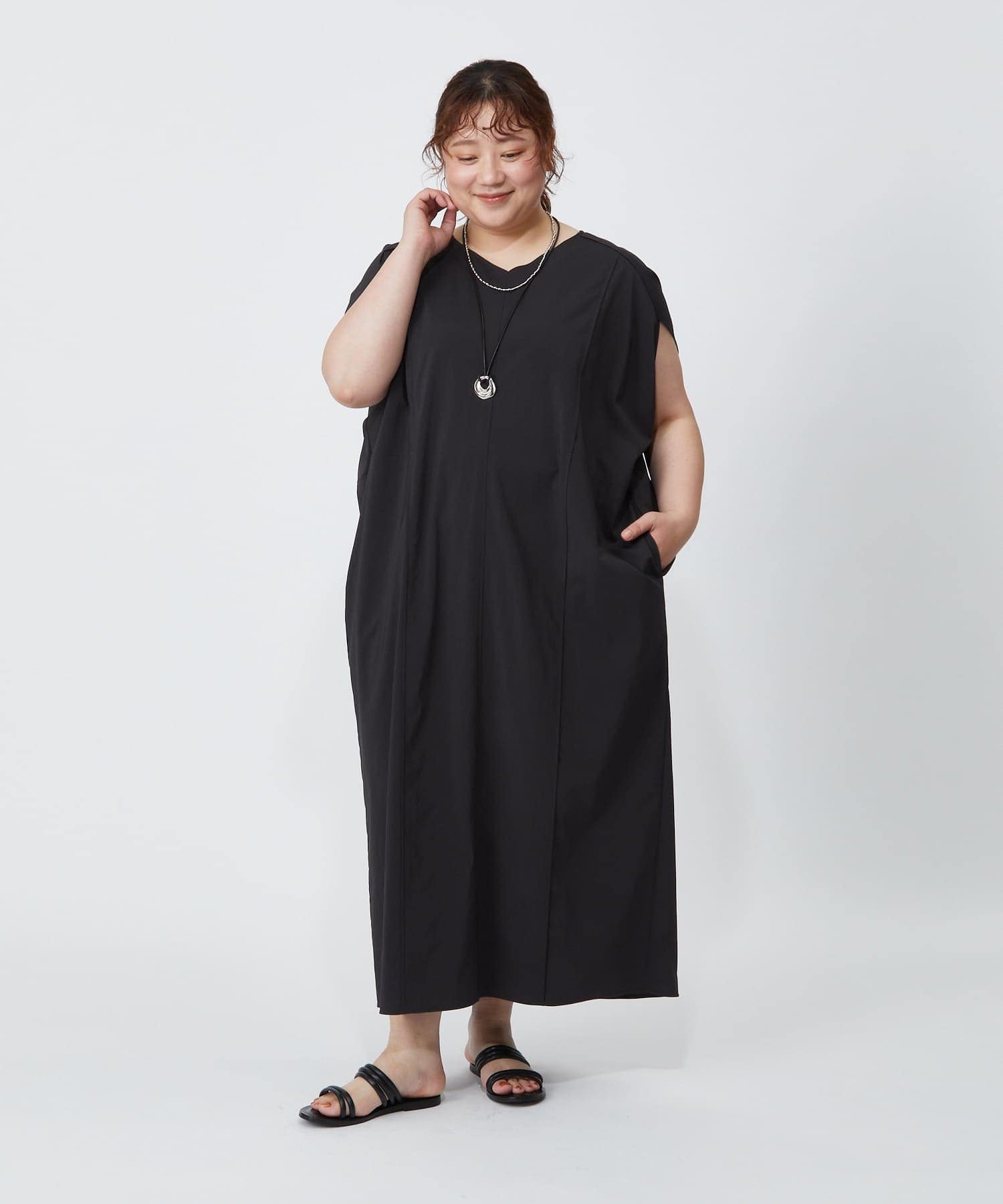【MOGA】【大きいサイズ】2WAYタフタコクーンワンピース 詳細画像 ネイビー 17