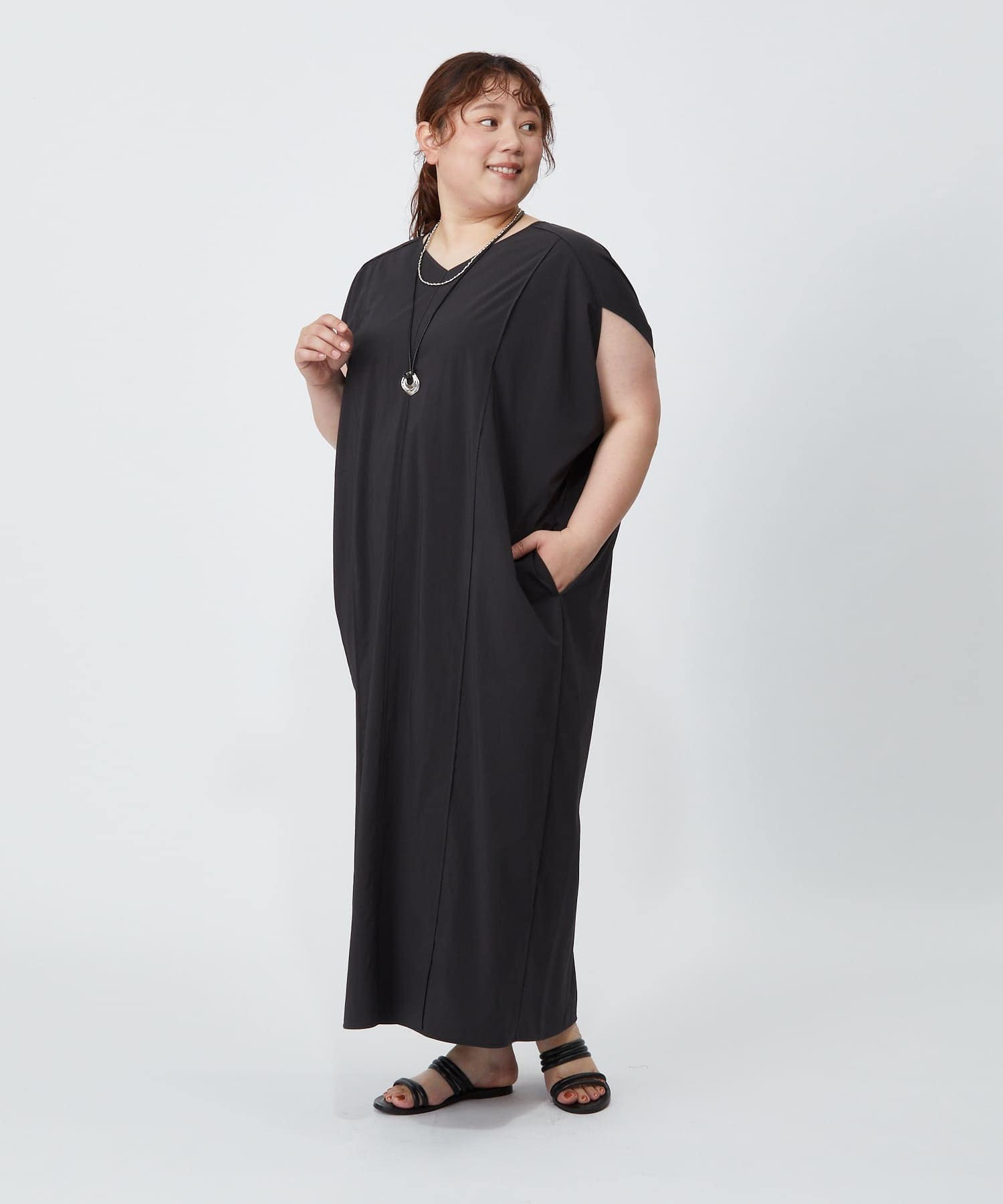 【MOGA】【大きいサイズ】2WAYタフタコクーンワンピース 詳細画像 ネイビー 18