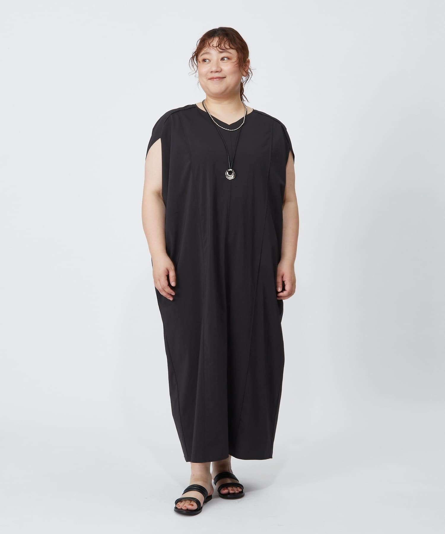 【MOGA】【大きいサイズ】2WAYタフタコクーンワンピース 詳細画像 ネイビー 3