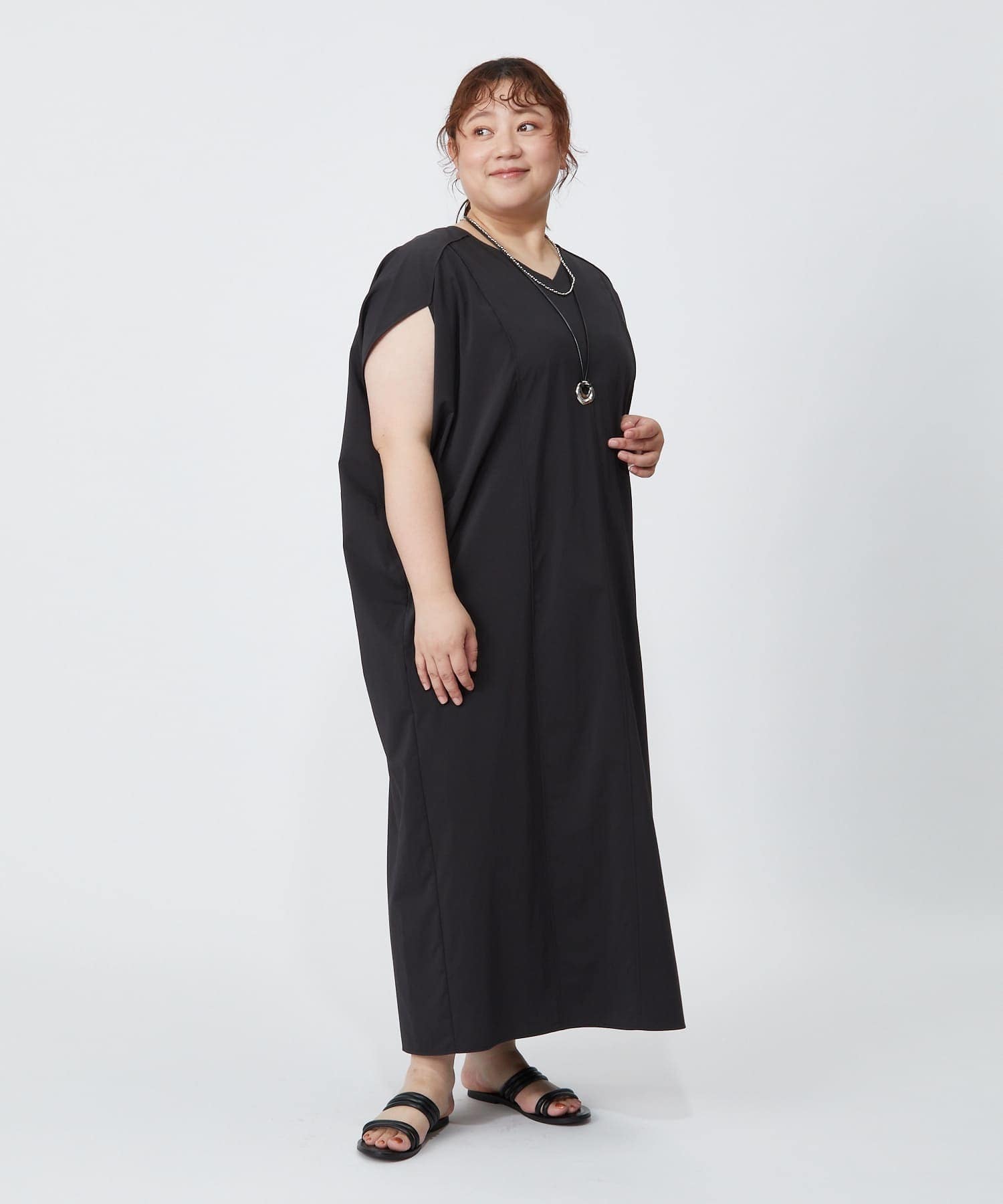 【MOGA】【大きいサイズ】2WAYタフタコクーンワンピース 詳細画像 ネイビー 4