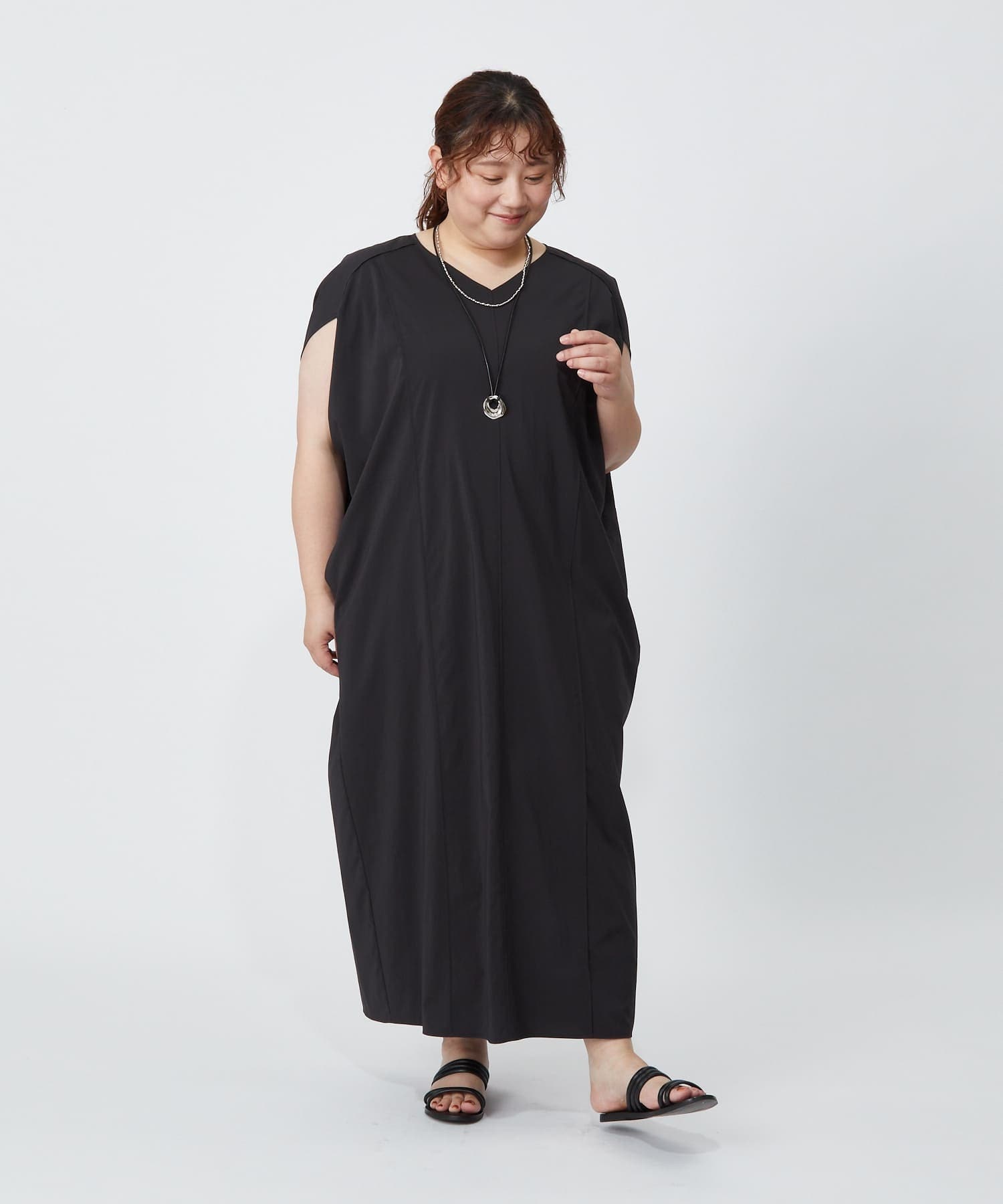 【MOGA】【大きいサイズ】2WAYタフタコクーンワンピース 詳細画像 ネイビー 5