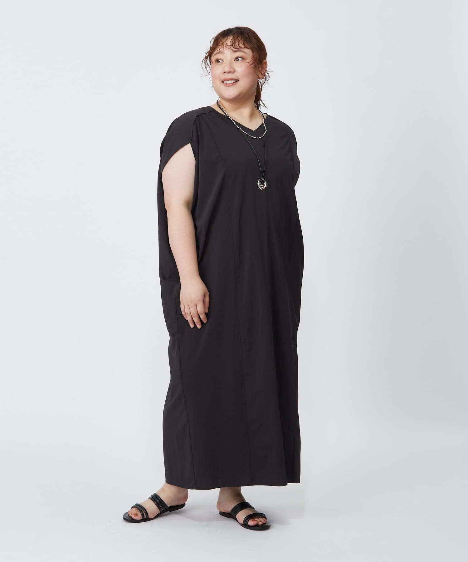 【MOGA】【大きいサイズ】2WAYタフタコクーンワンピース 詳細画像 ネイビー 6