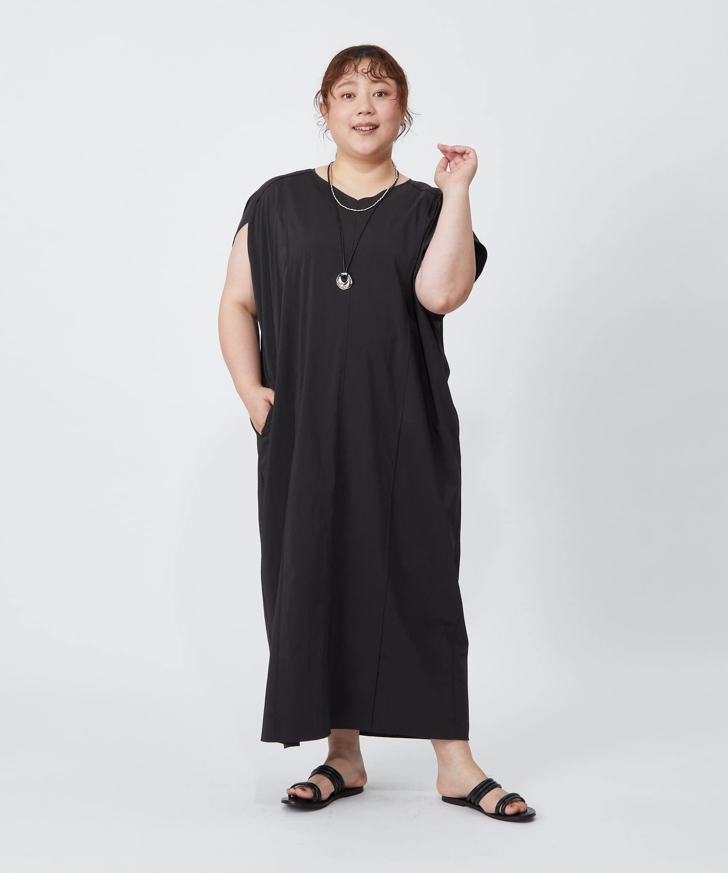 【MOGA】【大きいサイズ】2WAYタフタコクーンワンピース 詳細画像 ネイビー 7