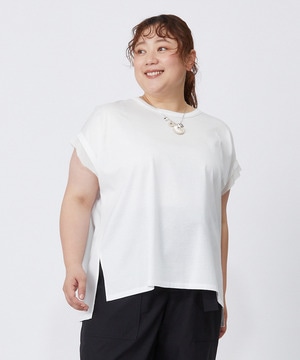 【MOGA】【大きいサイズ】60/2天竺メッシュレイヤードクルーネックTシャツ 詳細画像 オフホワイト 1