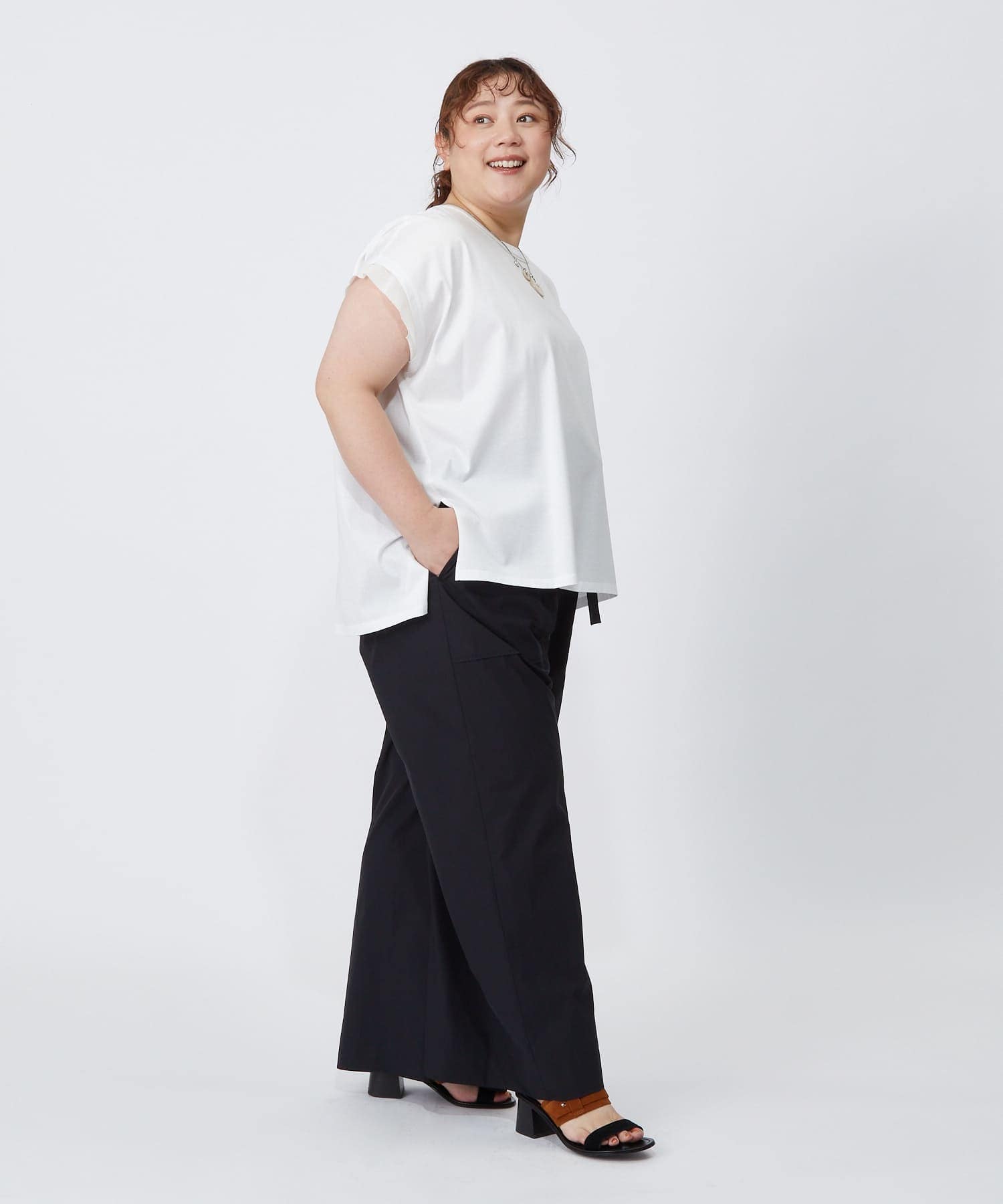 【MOGA】【大きいサイズ】60/2天竺メッシュレイヤードクルーネックTシャツ 詳細画像 オフホワイト 13