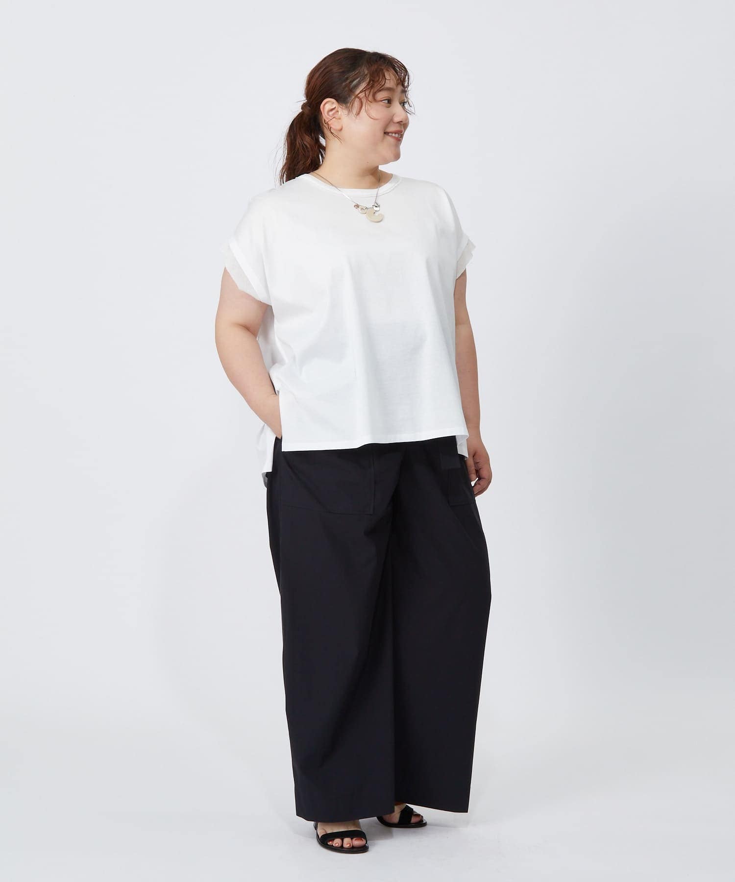 【MOGA】【大きいサイズ】60/2天竺メッシュレイヤードクルーネックTシャツ 詳細画像 オフホワイト 14