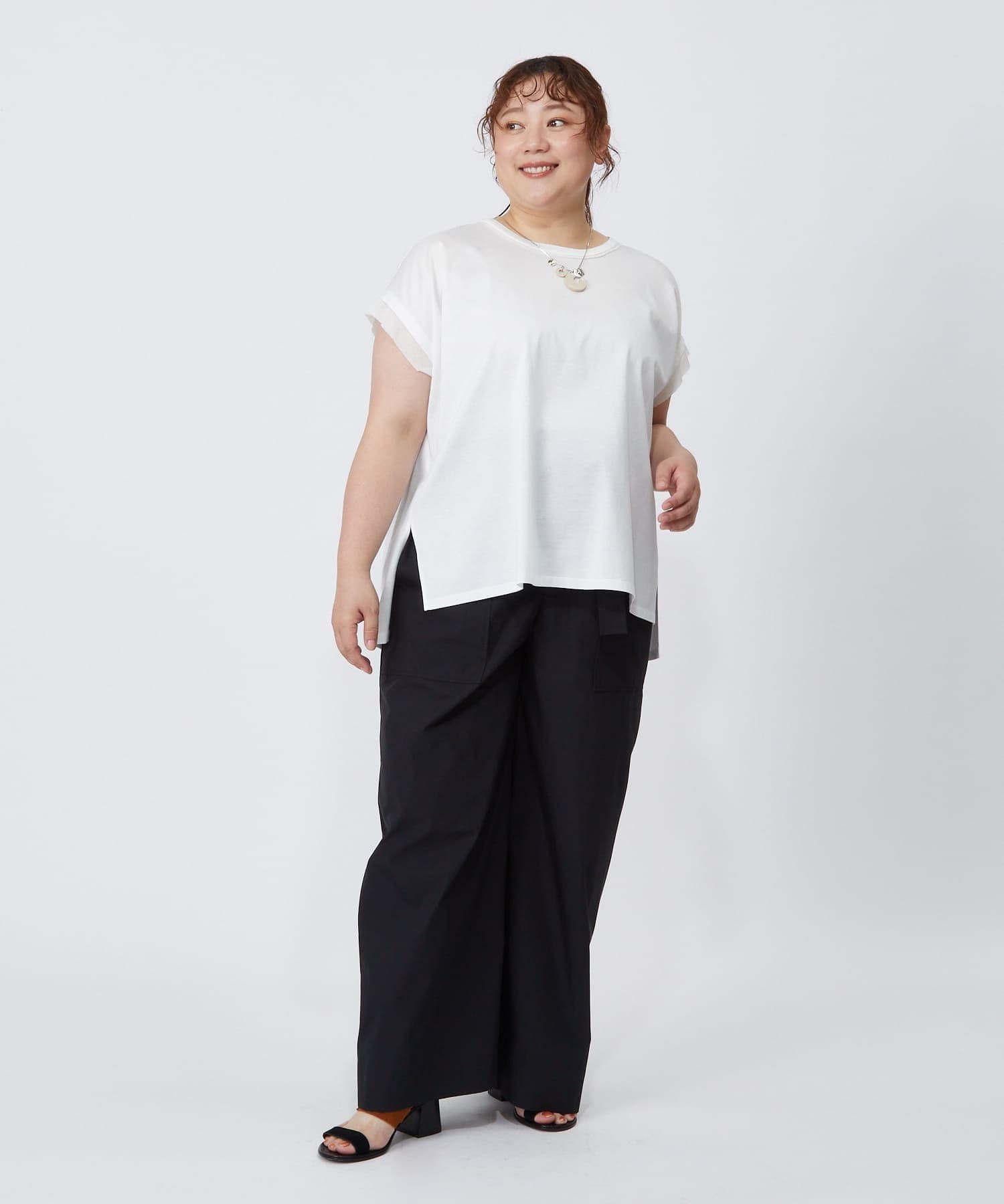 【MOGA】【大きいサイズ】60/2天竺メッシュレイヤードクルーネックTシャツ 詳細画像 オフホワイト 15